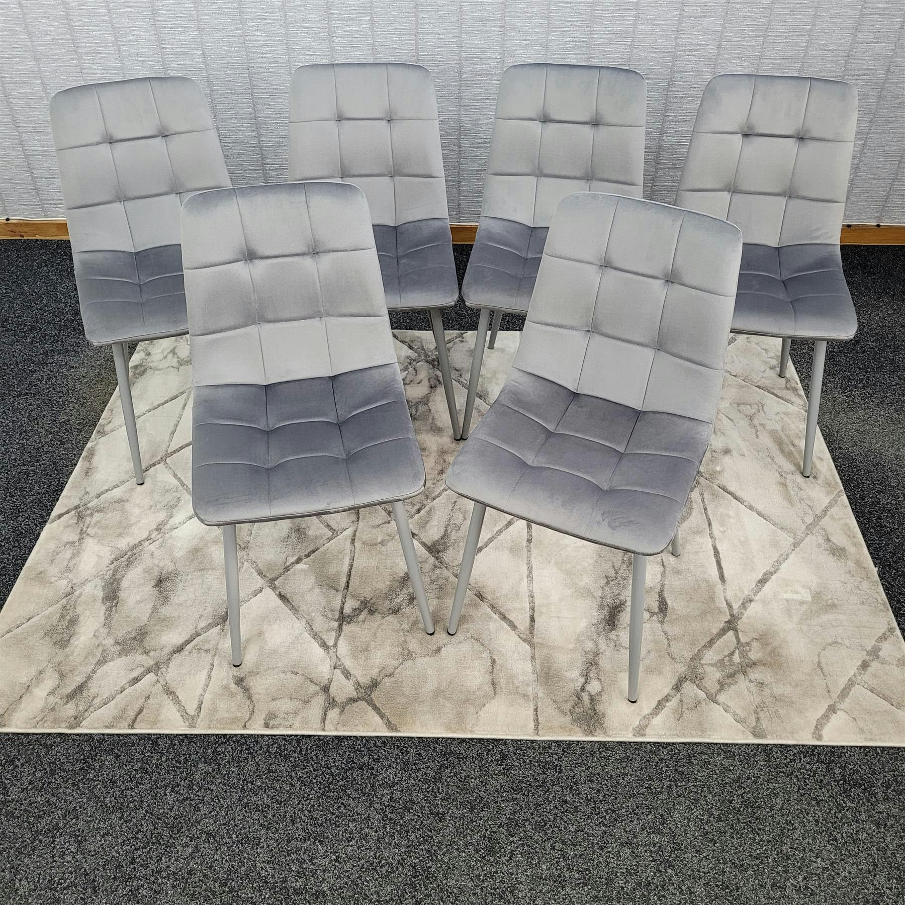 KOSY KOALA Dining Chairs Set of 6 Grey Velvet Kitchen Chairs in Black - Image 5