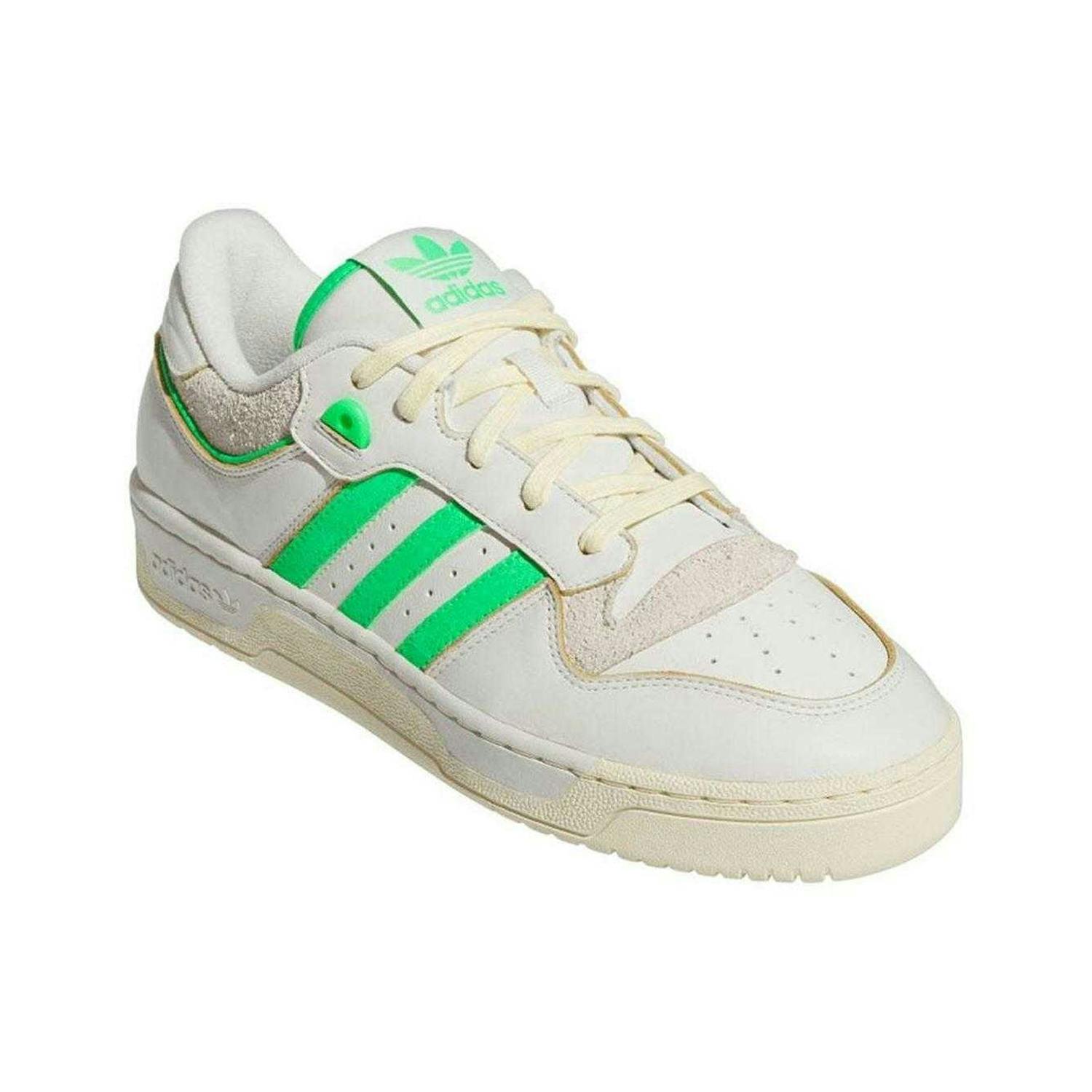 Adidas Men's White/Green Rivalry Leather Cupsole Trainers - /Neon - 8.5 Uk - /Neon - 100% Mixed