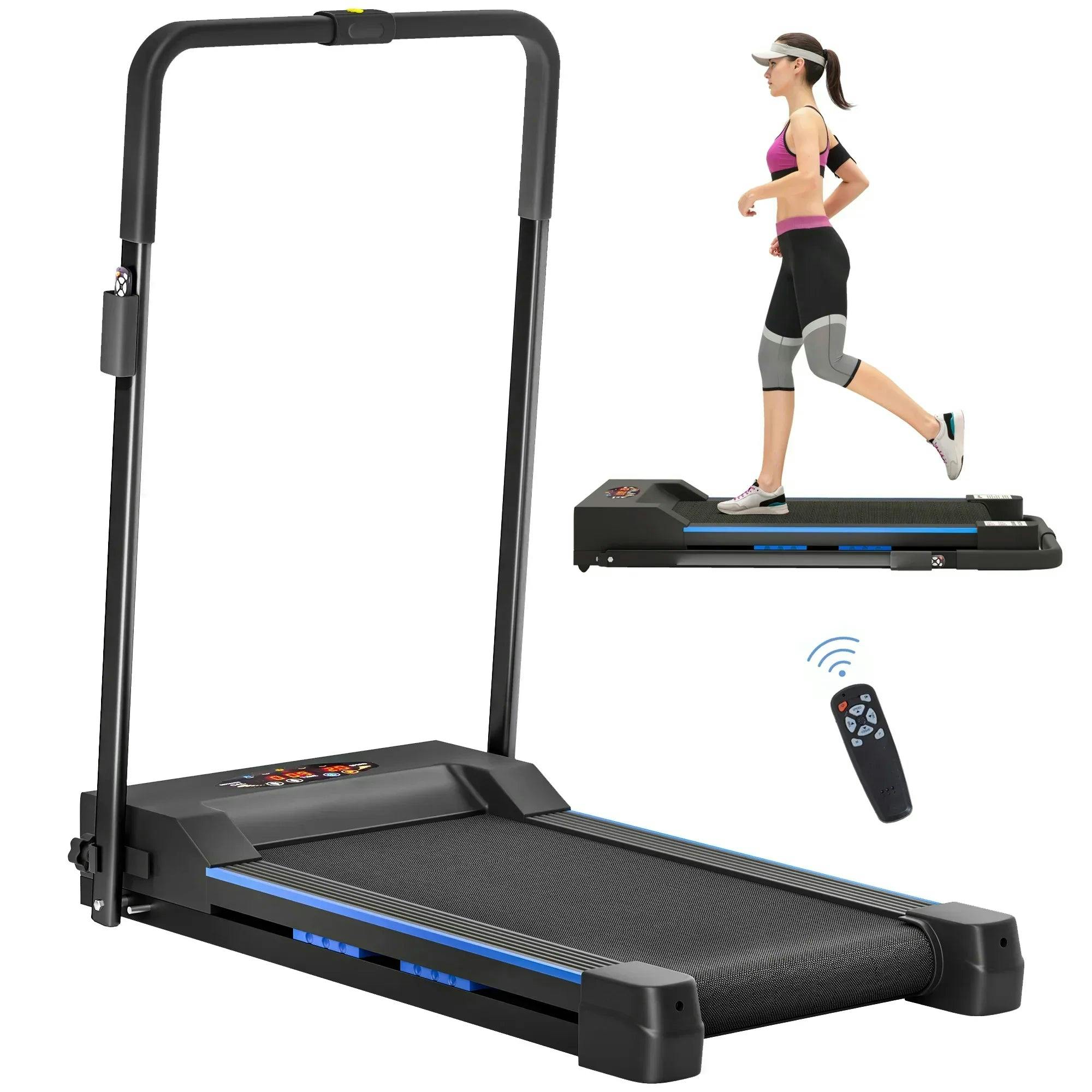 Homcom Black/Blue 1-6 Km/H Folding Motorised Treadmill Walking W/ Remote Control - Image 5