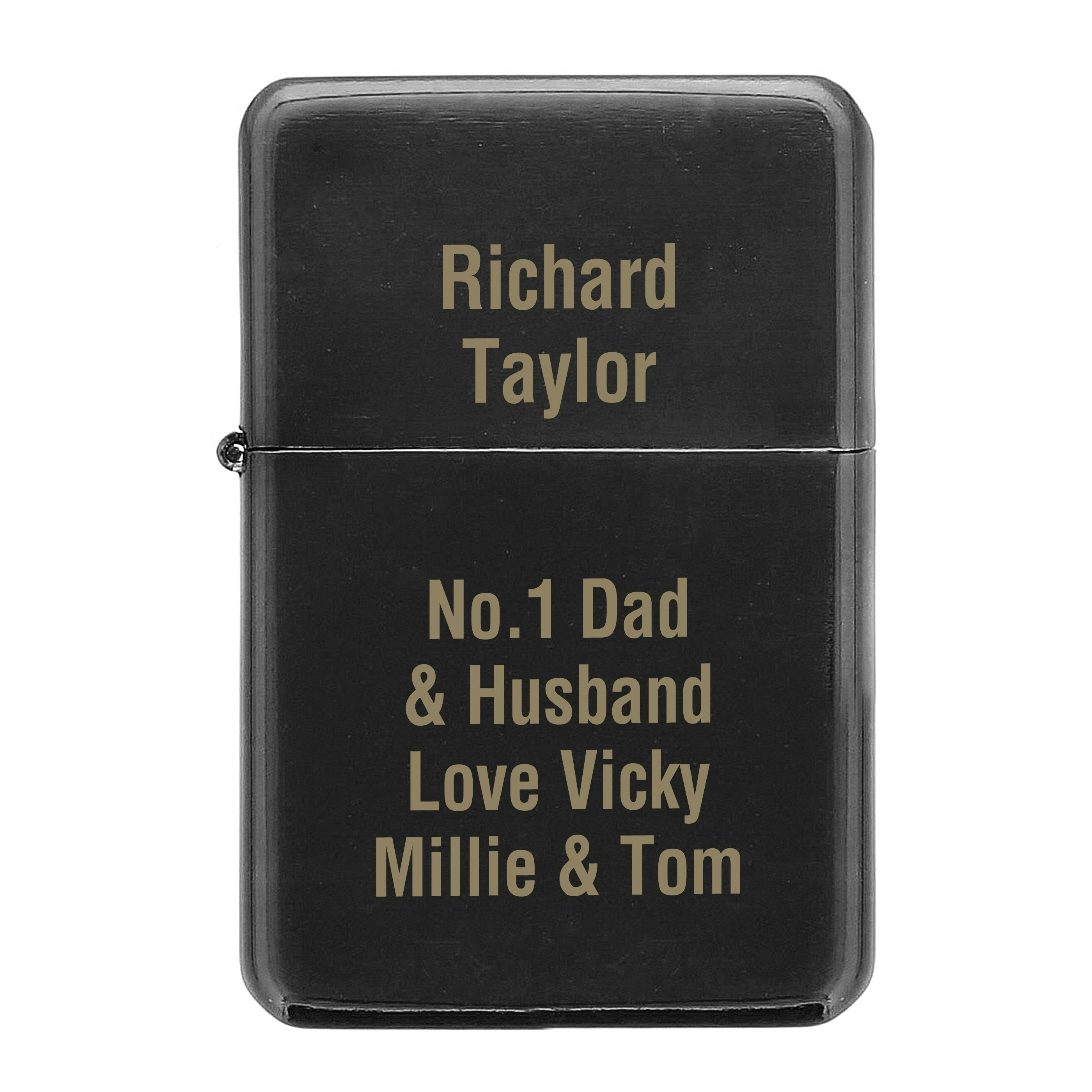 Personalised Memento Company Black Personalised Lighter