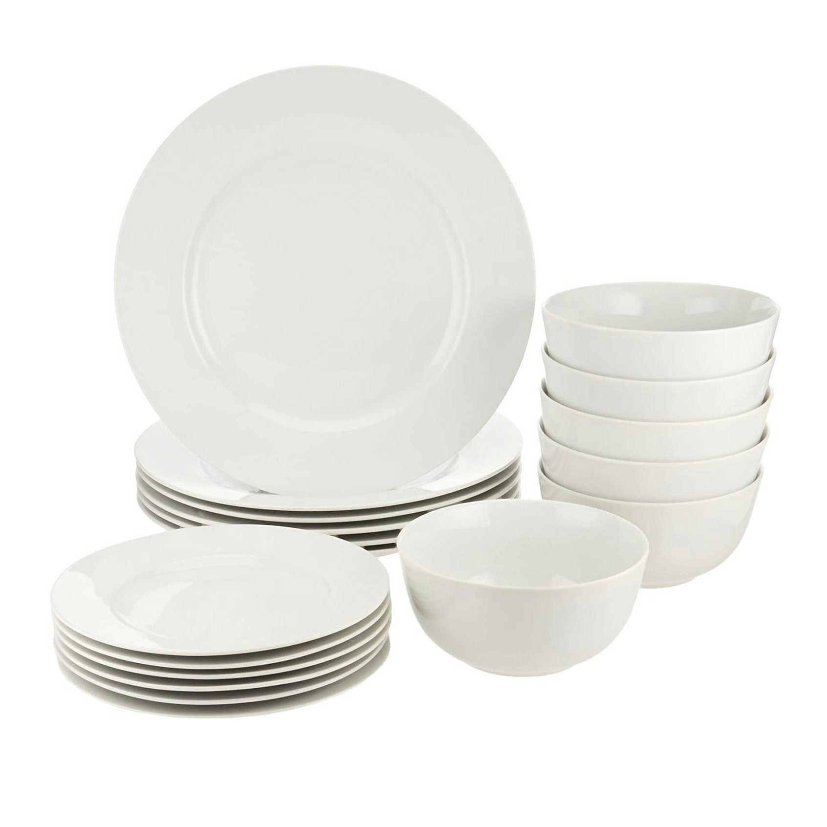 Rackhams White Dinner Set Plates Bowls Crockery 12Pc Set Porcelain Rim - Porcelain