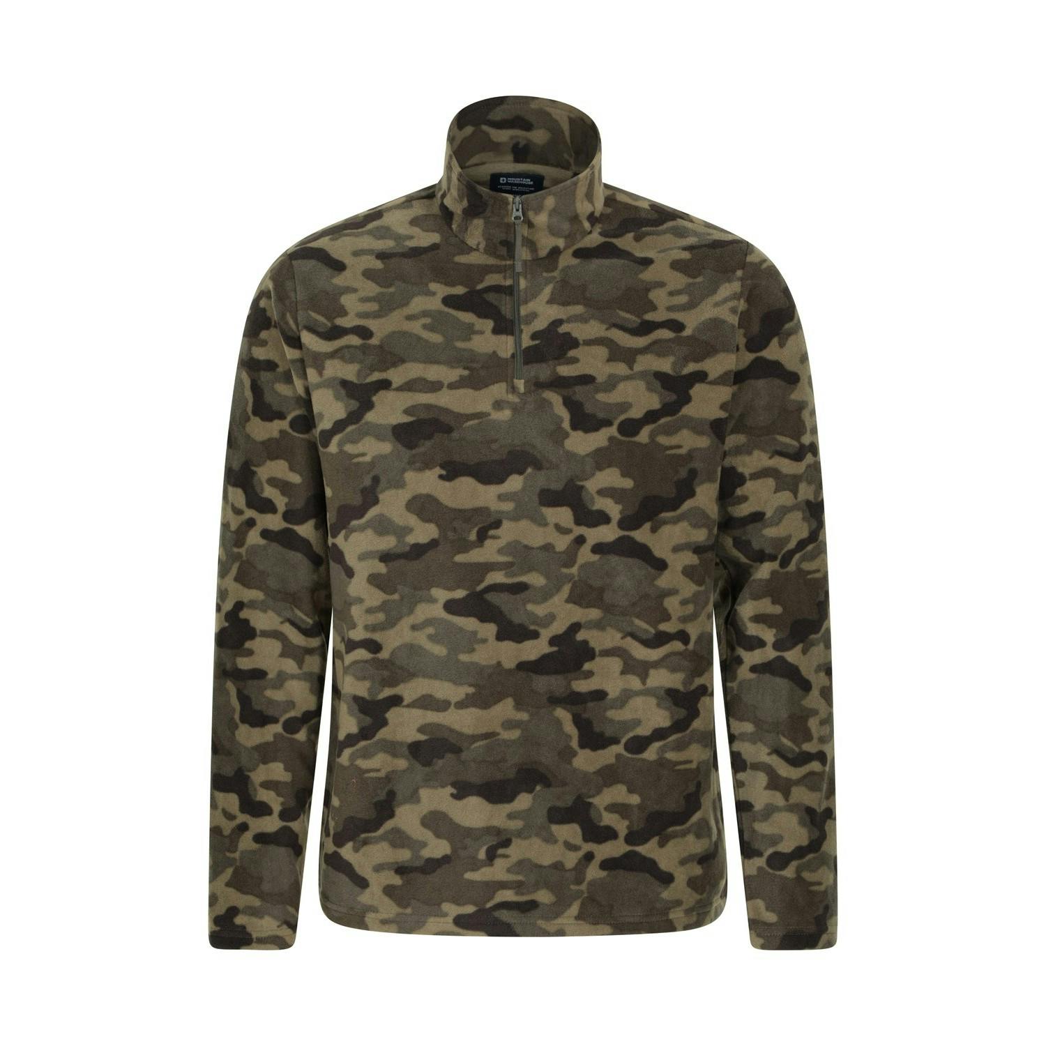 Mountain Warehouse Men's Green Camber Ii Camo Half Zip Fleece Top - 4XL - 100% Polyester