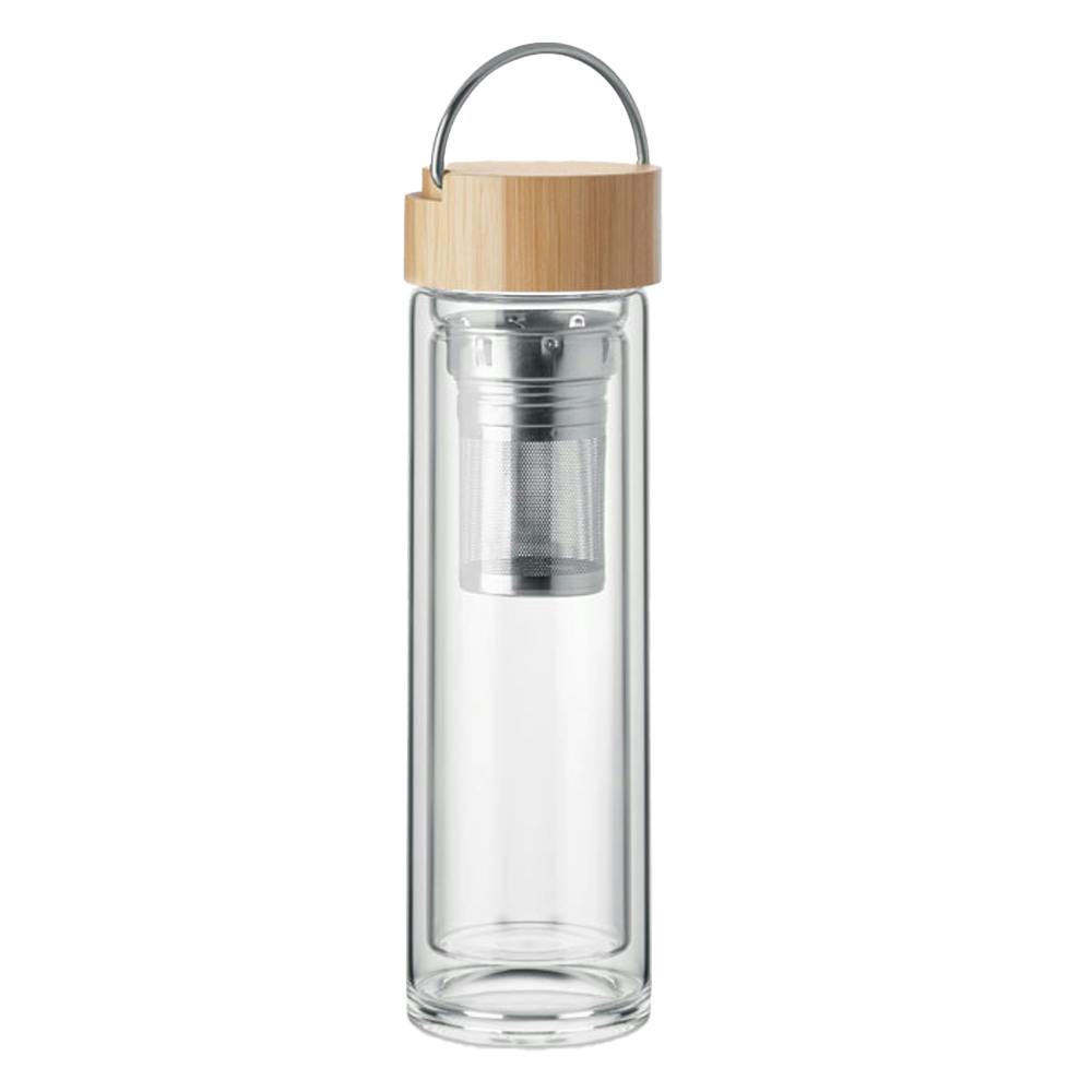 Midocean Batami Glass Double Wall 400Ml Water Bottle - Transparent - One Size - Transparent