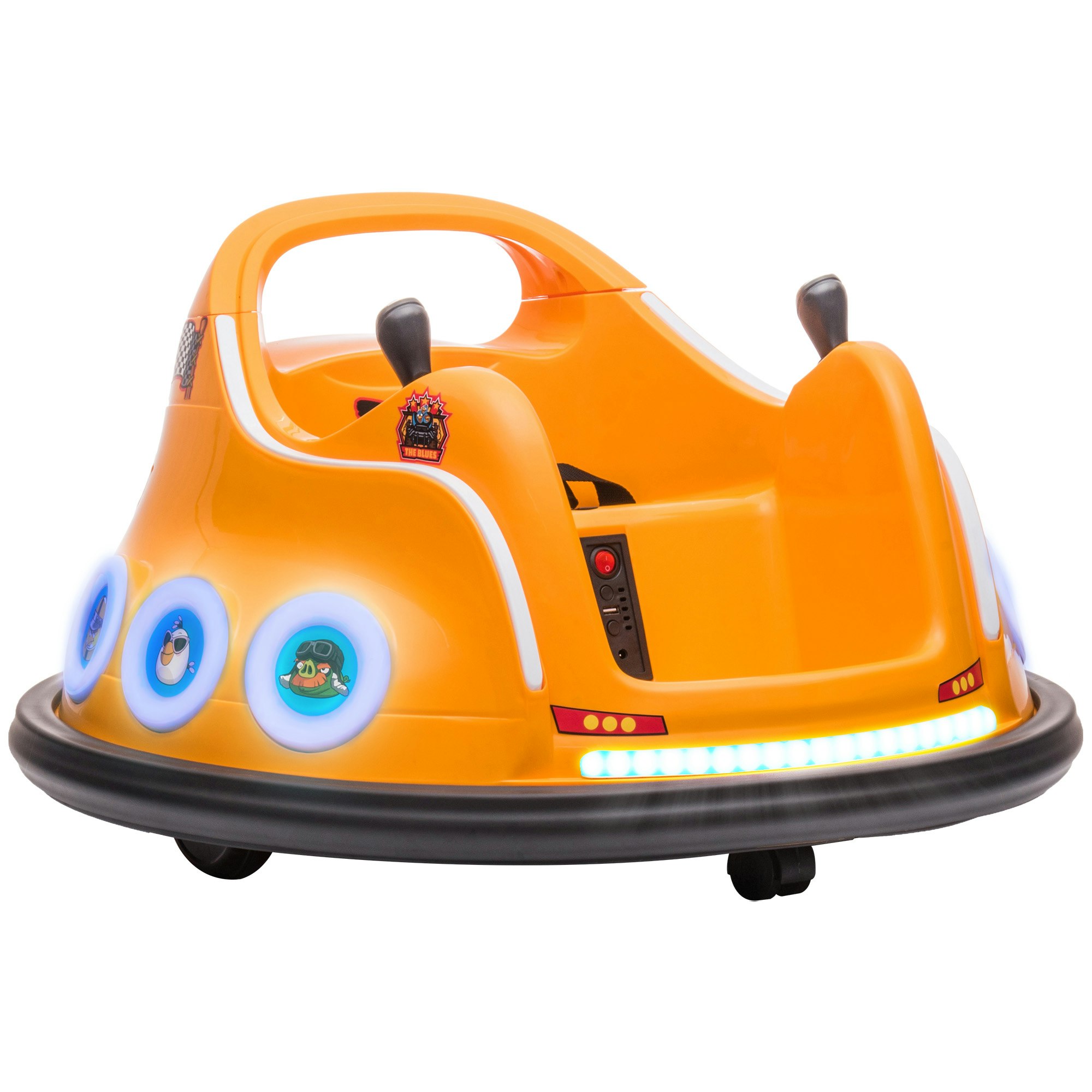 Aiyaplay Orange Angry Bird Licensed Bumper Car For Kids W/ Joysticks