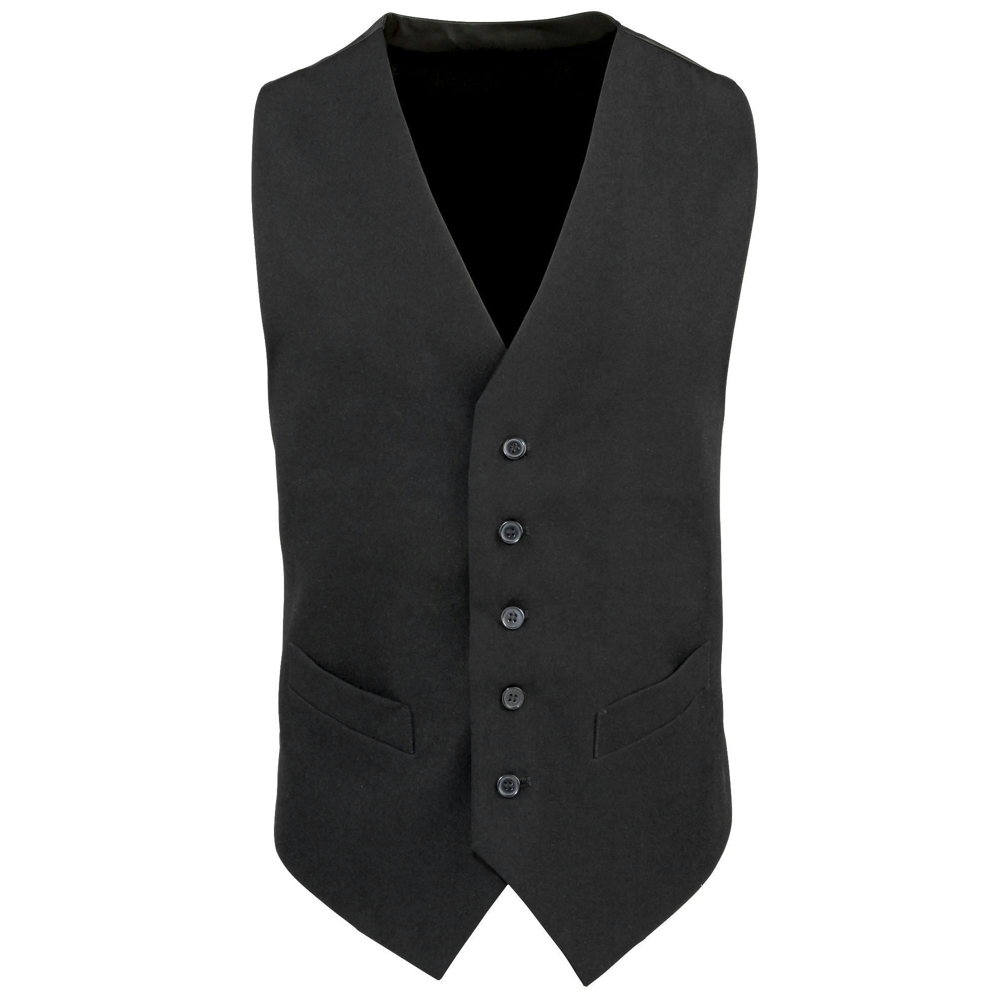 Premier Men's Black Lined Polyester Waistcoat / Catering / Bar Wear (Pack Of 2) - 2XL