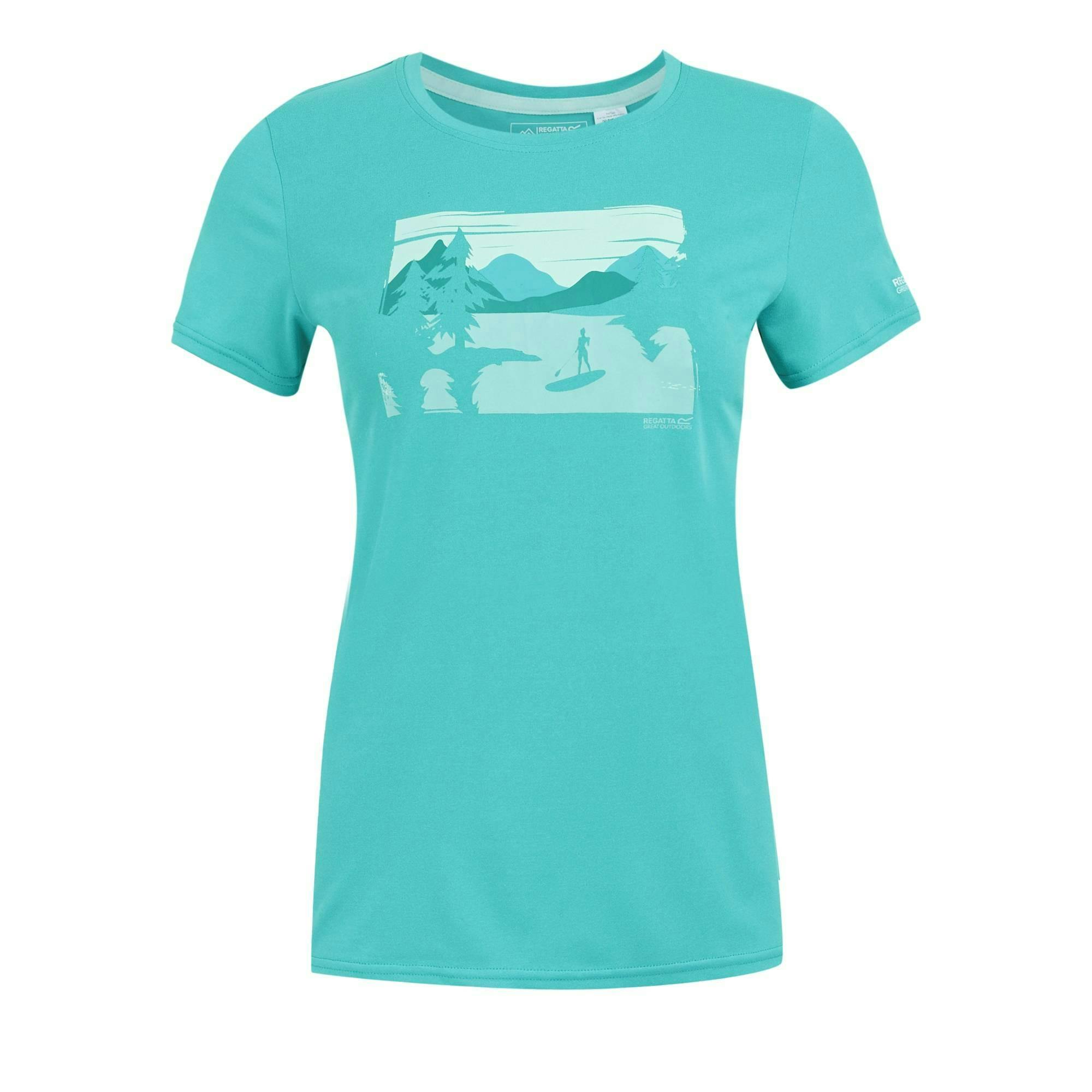 Regatta Women's Turquoise / Fingal Landscape Stretch T-Shirt - 22 Uk - 95% Recycled Polyester/5% Elastane