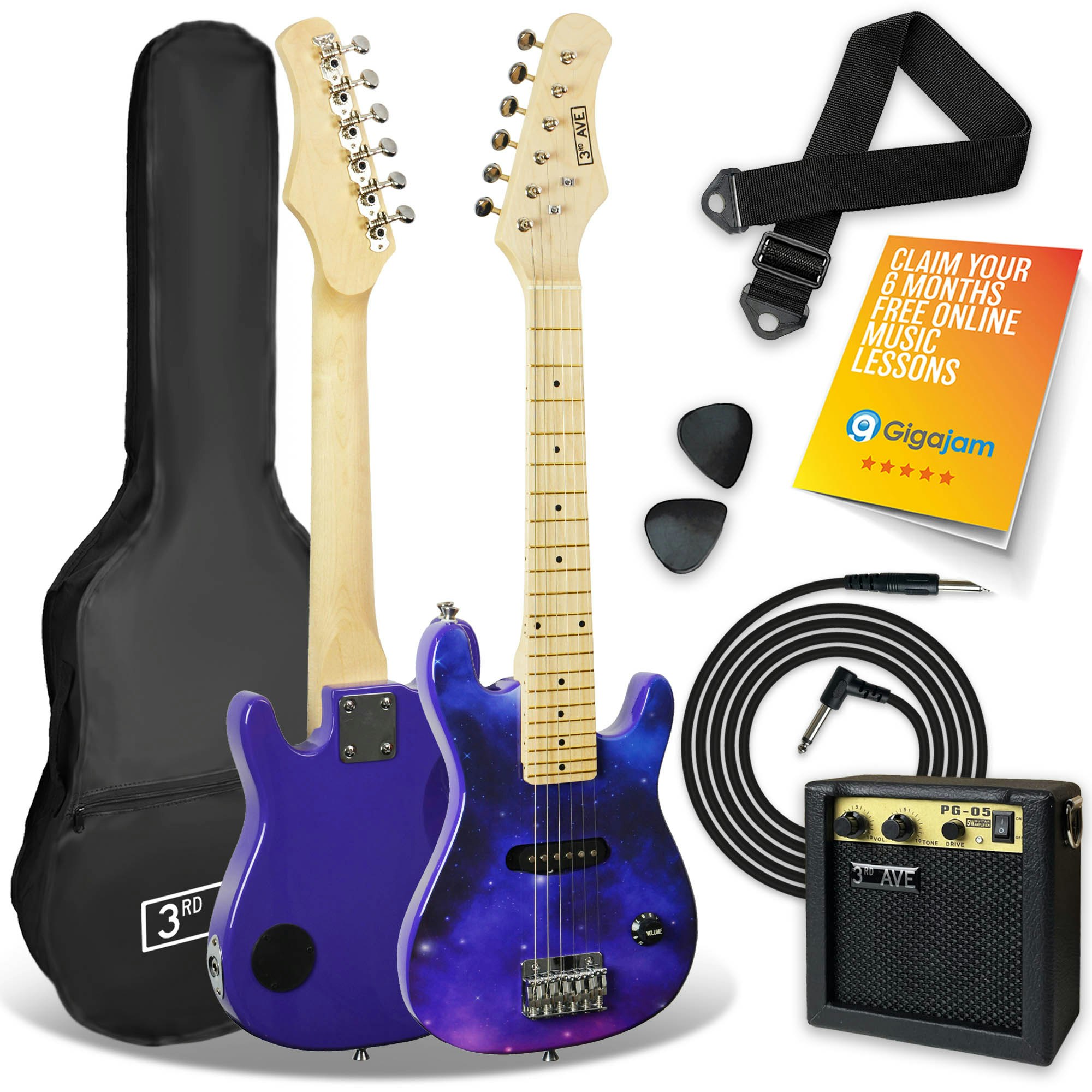 3Rd Avenue Black Junior Electric Guitar Pack - Galaxy