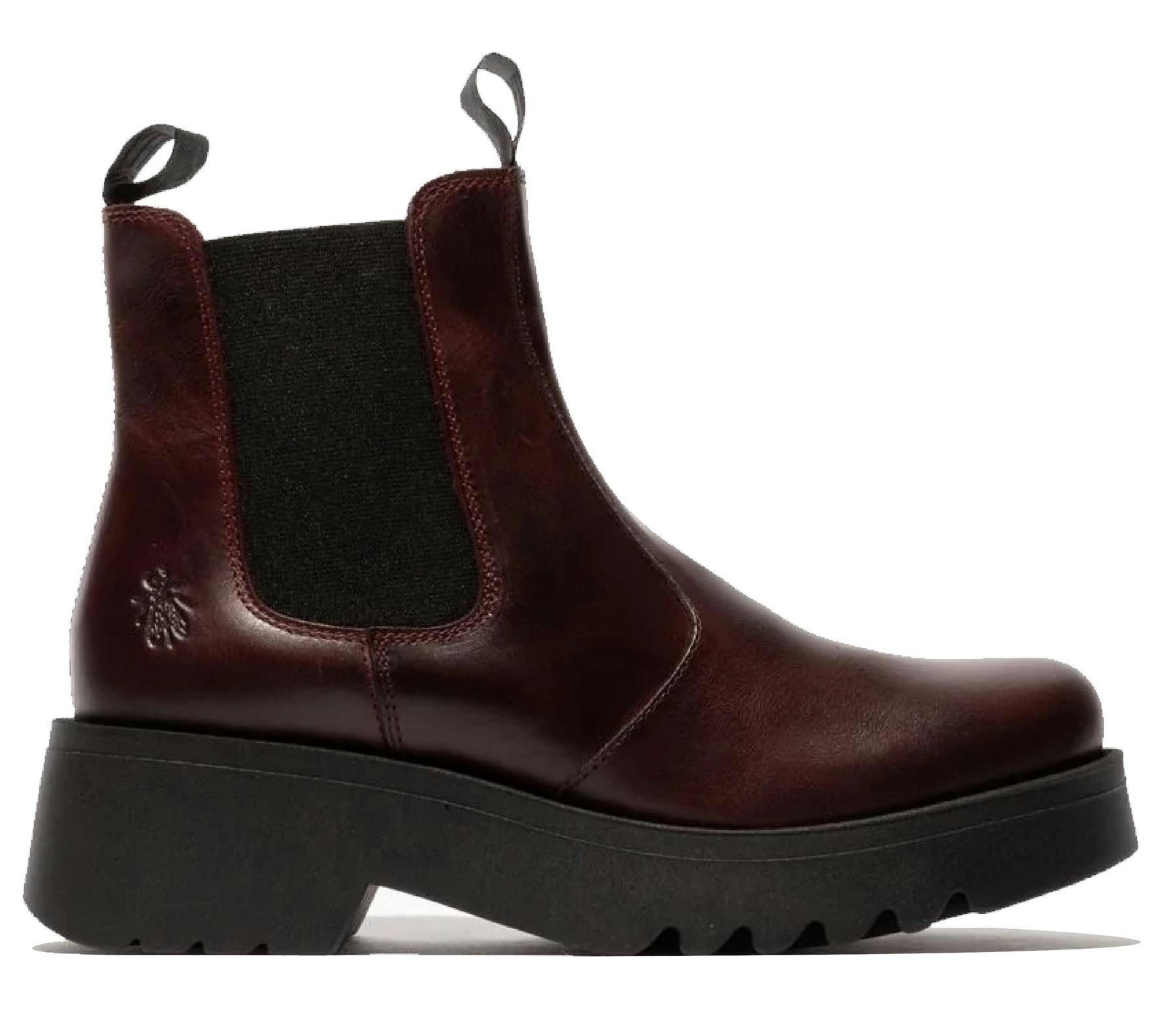 Fly London Women's Wine Medi789 Wedged Chelsea Ankle Leather Platform Boots - Wine - Uk 3 | Eu 36 | Us 5.5
