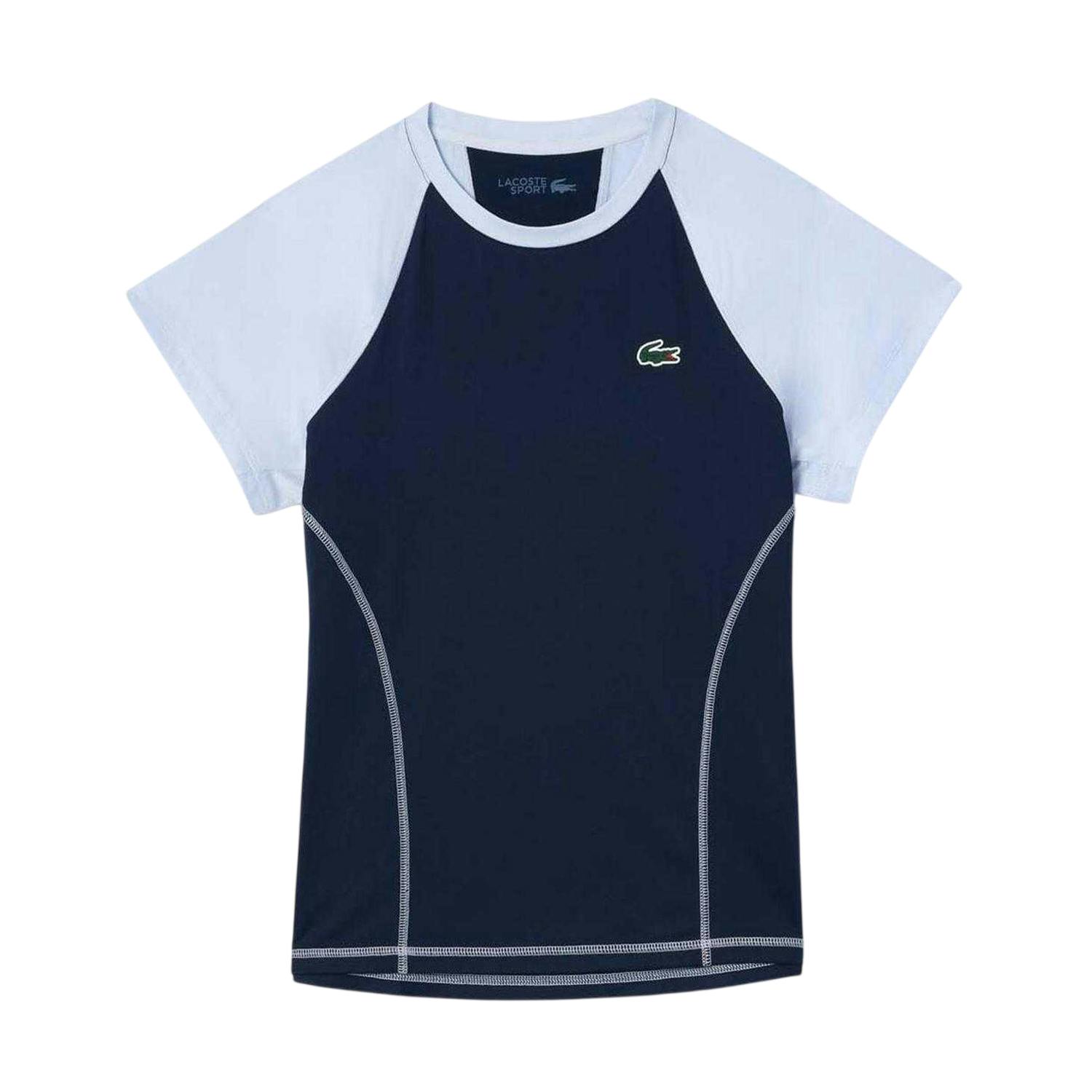 Lacoste Women's Blue Quick Dry Slim T-Shirt - 6 Uk - 92% Polyester/8% Elastane