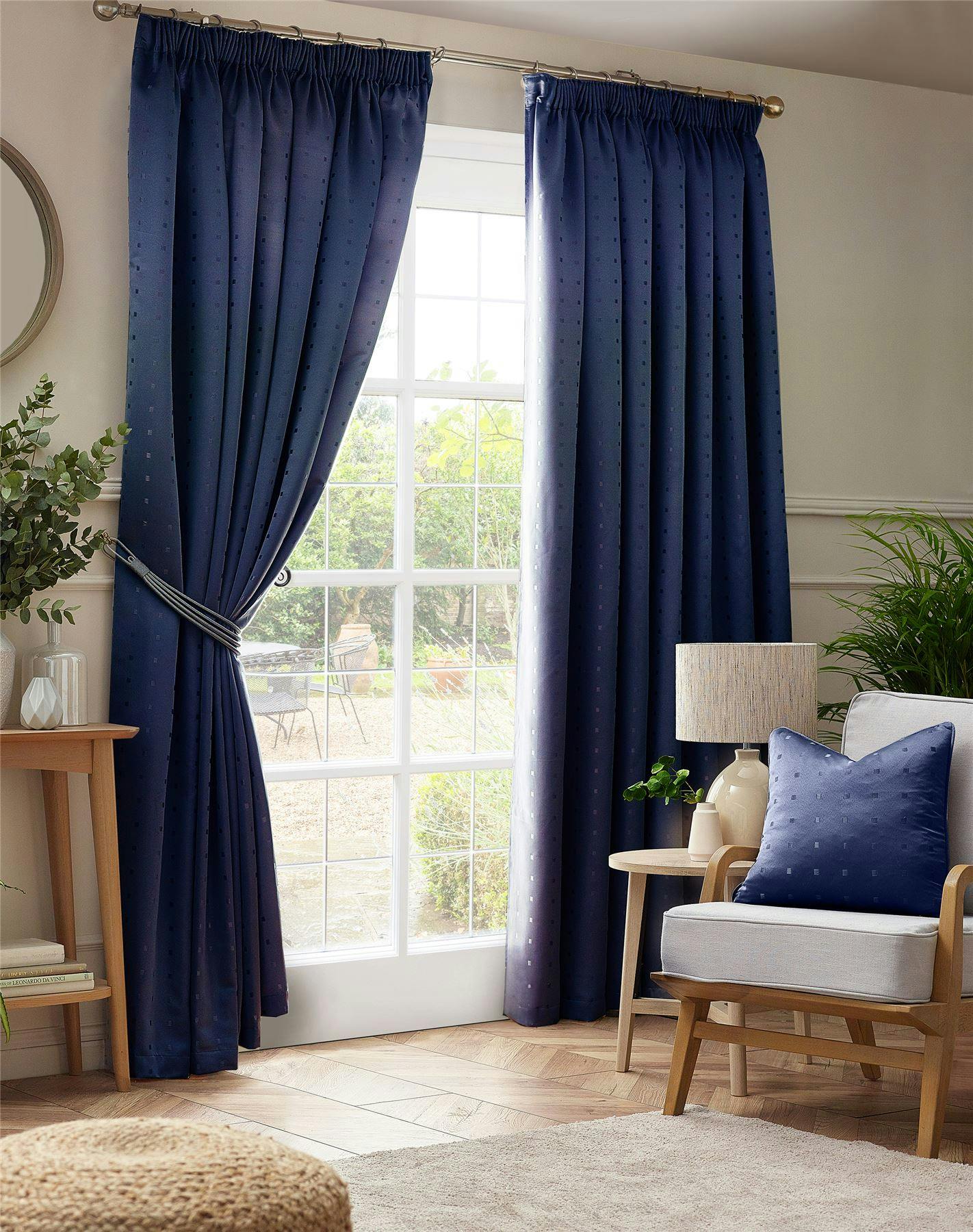 Rackhams Light Adi Lined Pencil Pleat Curtains - Navy - 168Cm Width X 137Cm Drop