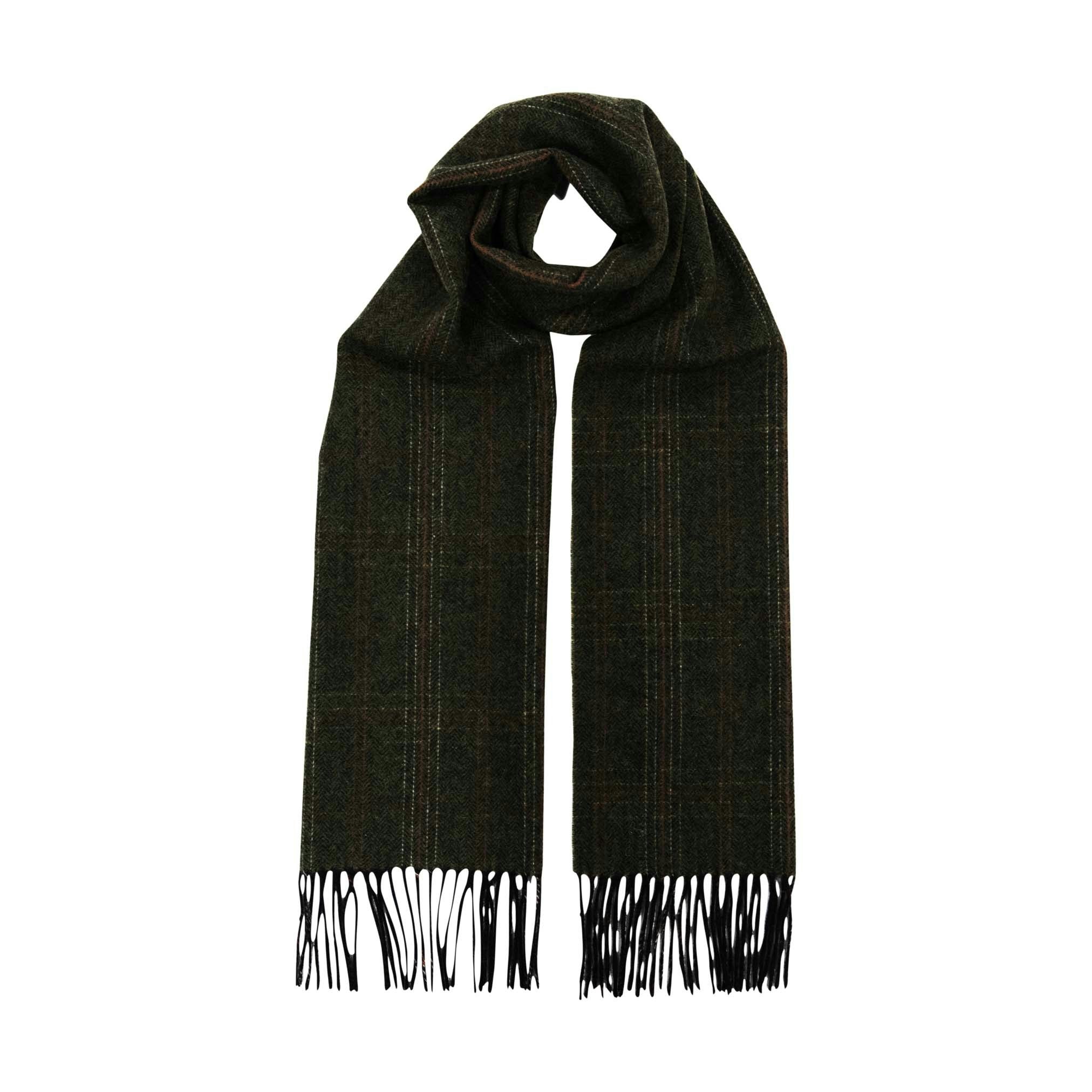 Heritage Traditions Green Pure Wool Herringbone Scarf - Herringbone