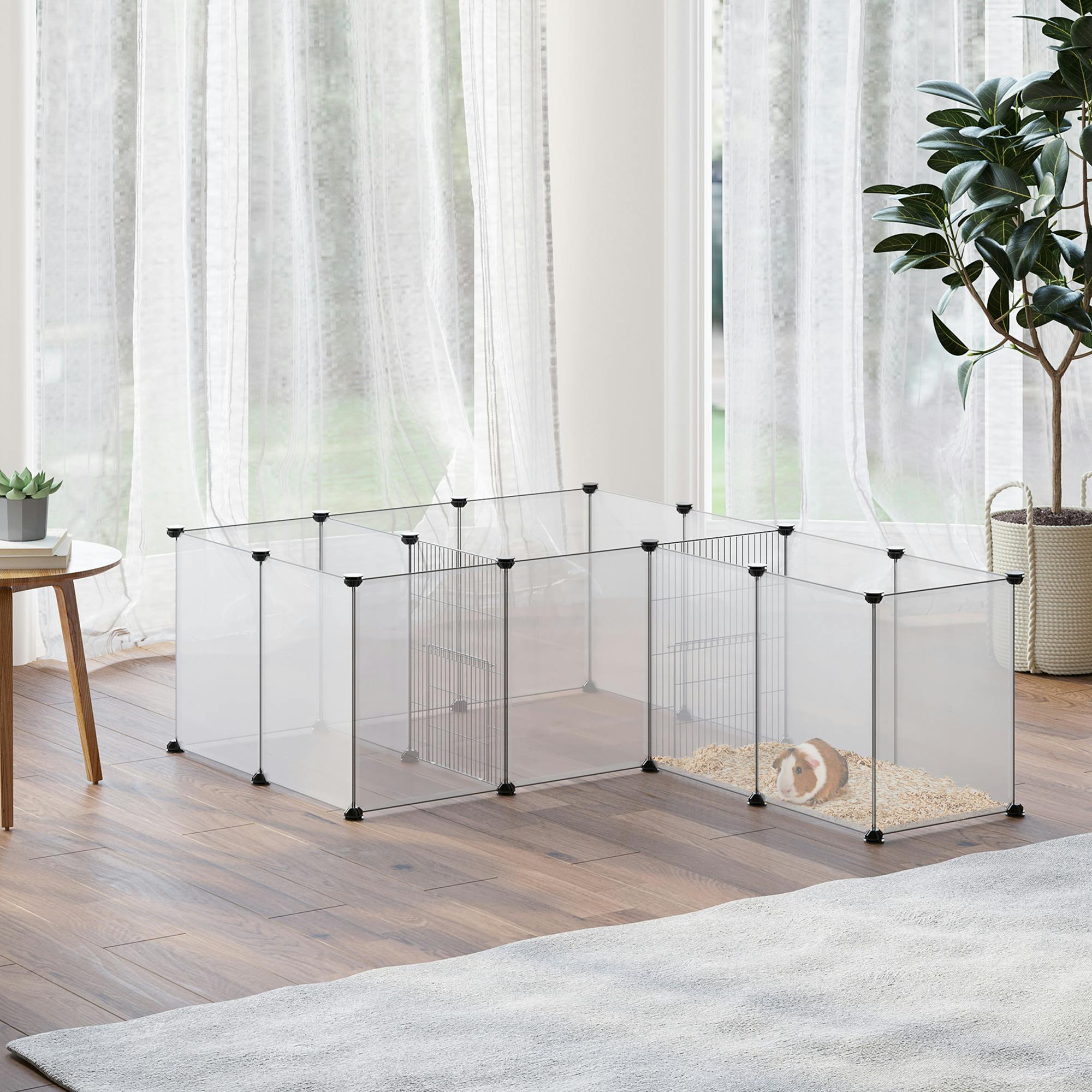 Pawhut Pet Playpen, 18 Panels Diy Small Animal Cage, For Guinea Pigs, Hegehogs