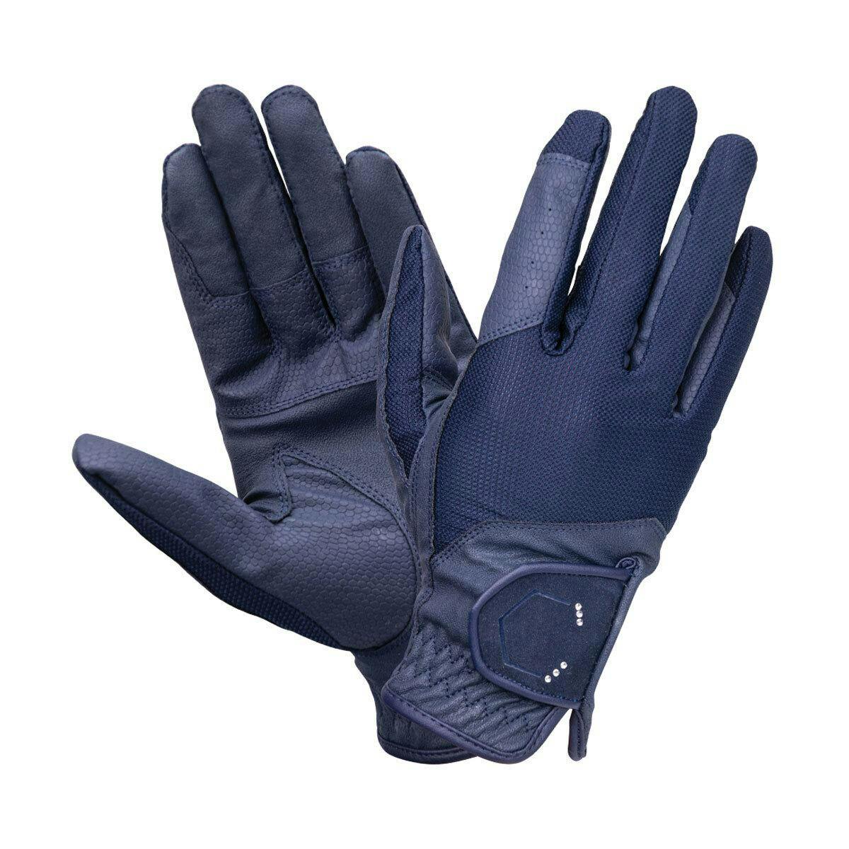 Coldstream Unisex Silver Adult Blakelaw Diamante Riding Gloves - Navy/ - M - Navy