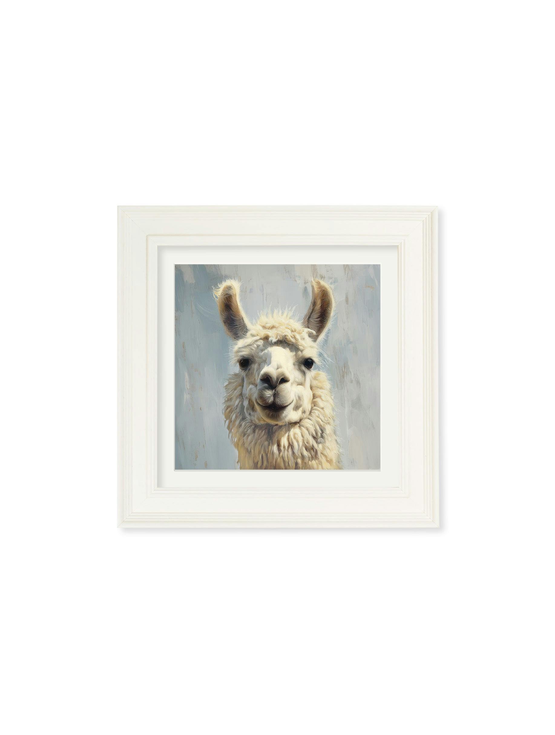 Exceptional Art Cream The Goofy Llama - Hurstwood Square Frame - The Goofy Llama - 44 X 44 Cm