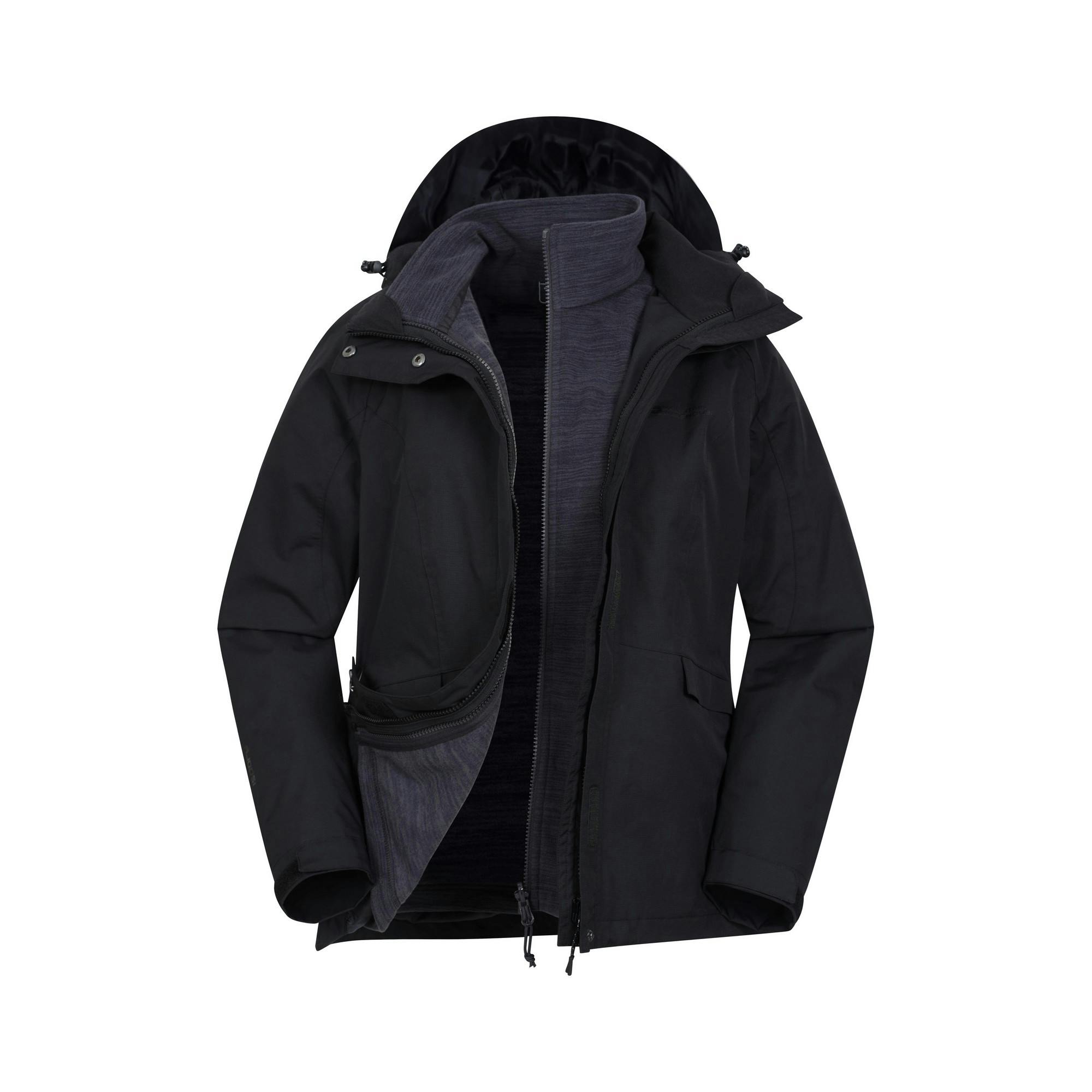 Mountain Warehouse Women's Black Thunderstorm Ii 3 In 1 Waterproof Jacket - 16 Uk - 100% Polyester