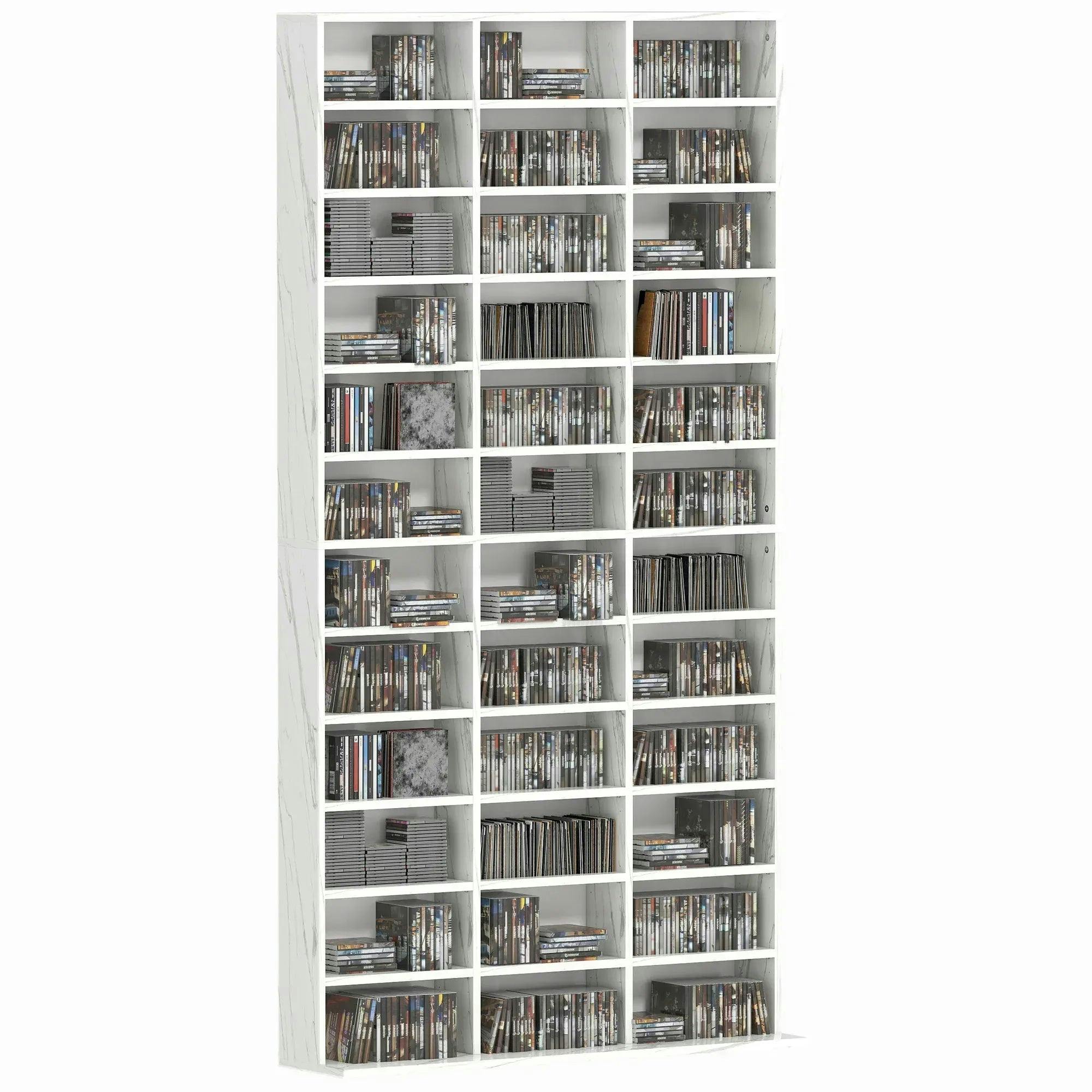HOMCOM Media Storage Rack - Extra Large - Marble Effect - Image 6