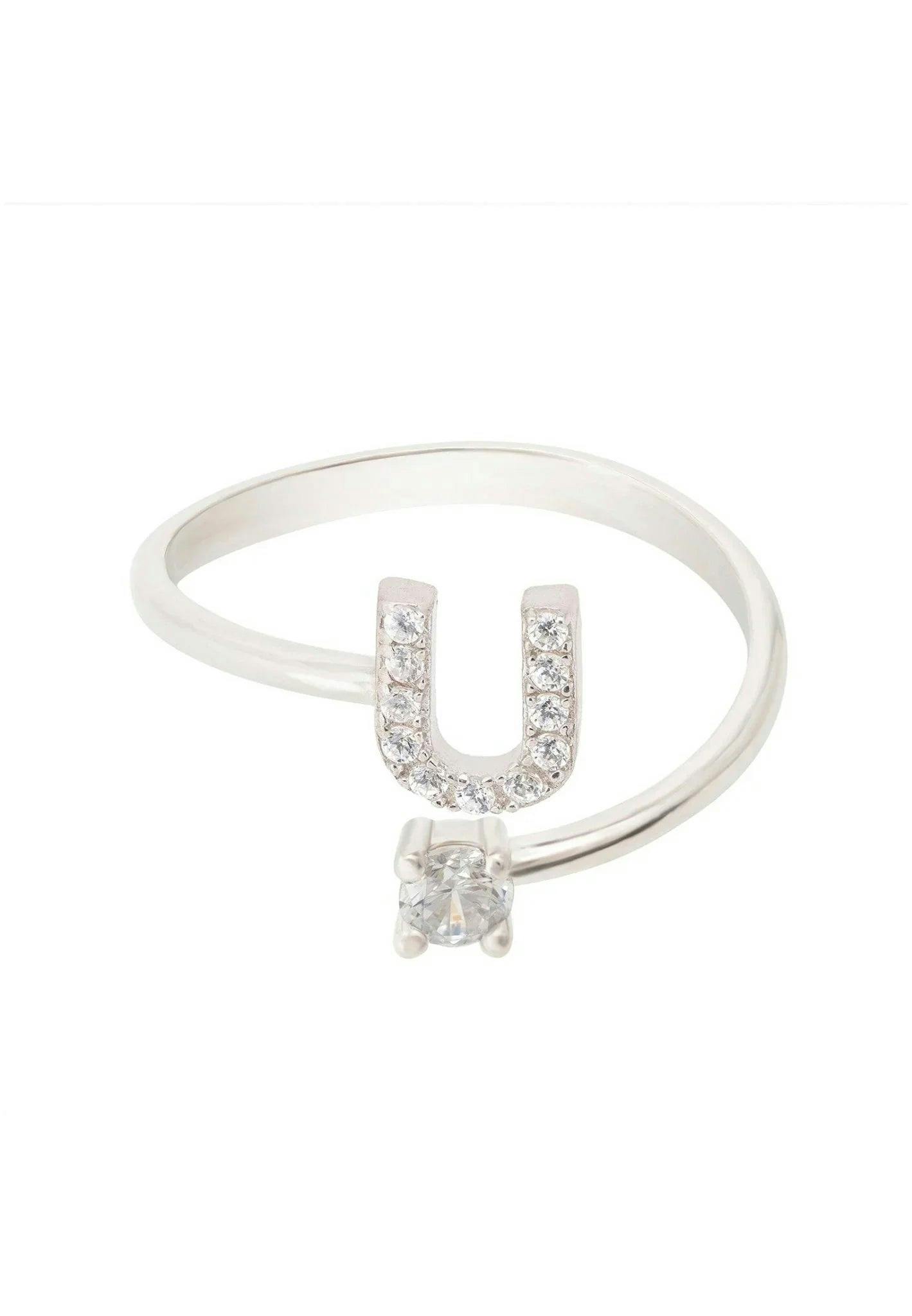 Latelita Silver Initial Ring U