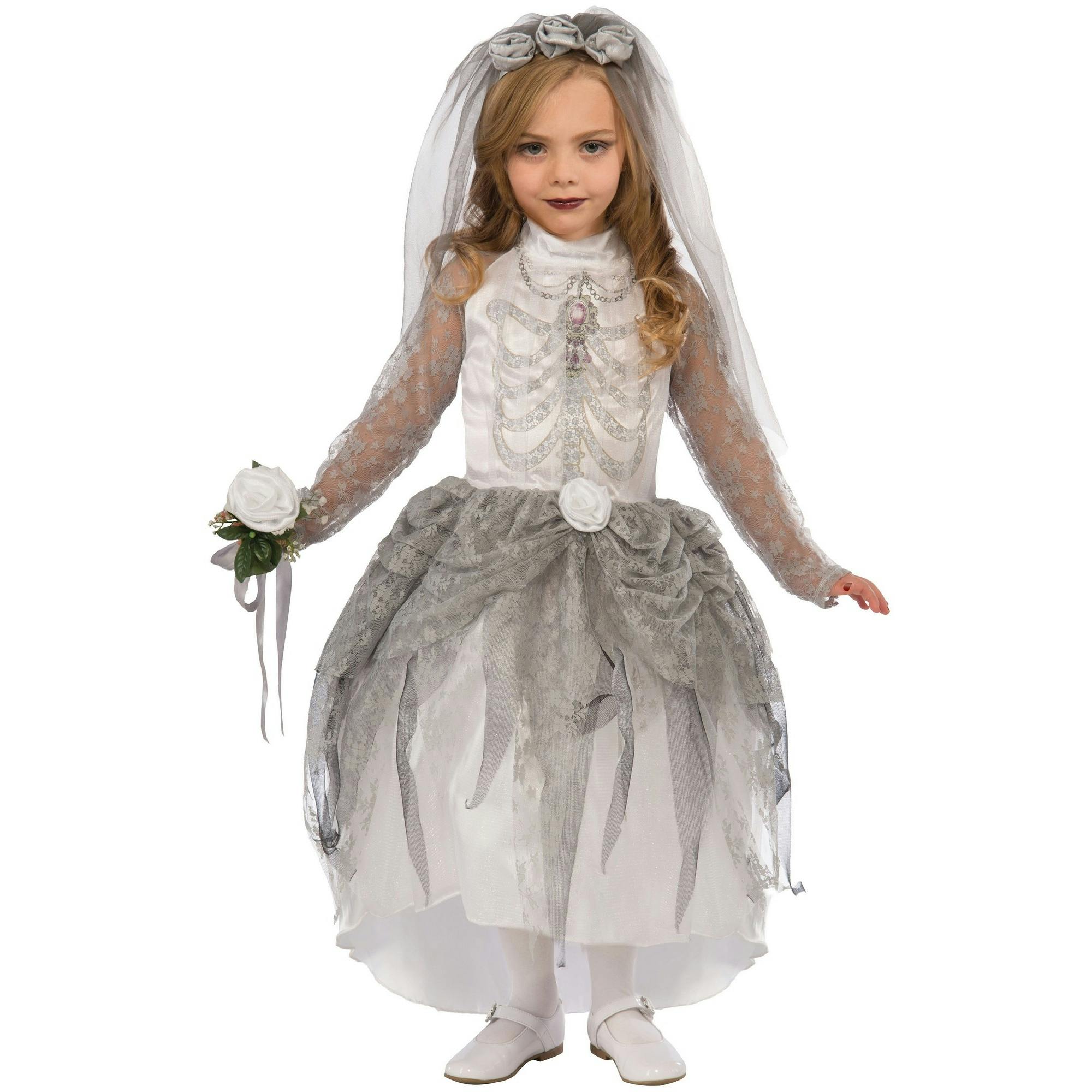 Bristol Novelty Girls Grey Childrens/S Skeleton Bride Costume - M