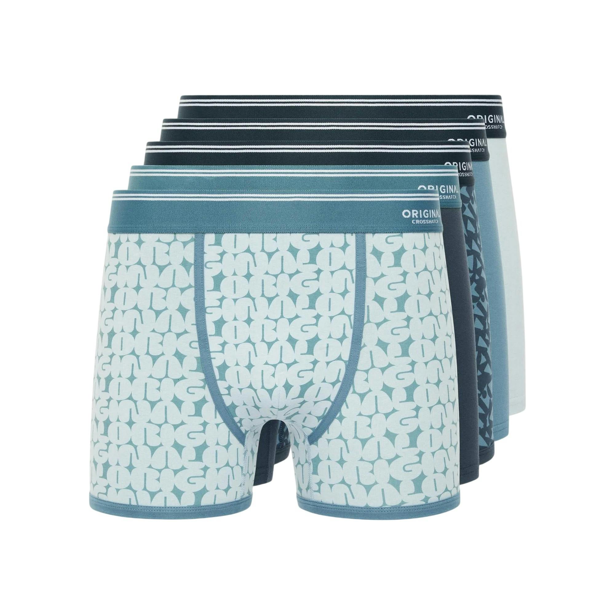 Crosshatch Men's Blue Dringal Boxer Shorts (Pack Of 5) - S - 95% Cotton/5% Elastane
