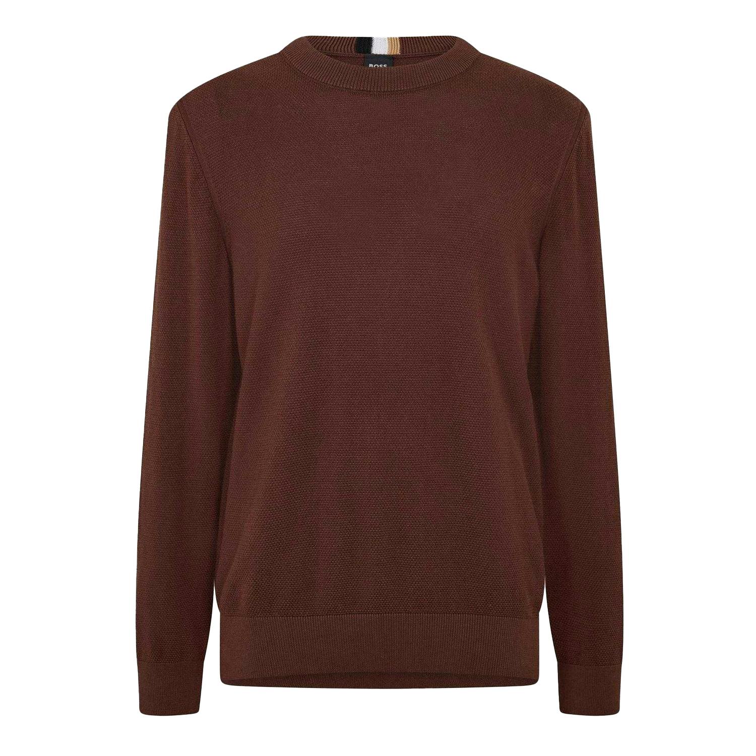 Boss Men's Dark/Brown Ecaio-P Knitted Jumper - S - 100% Organic Cotton
