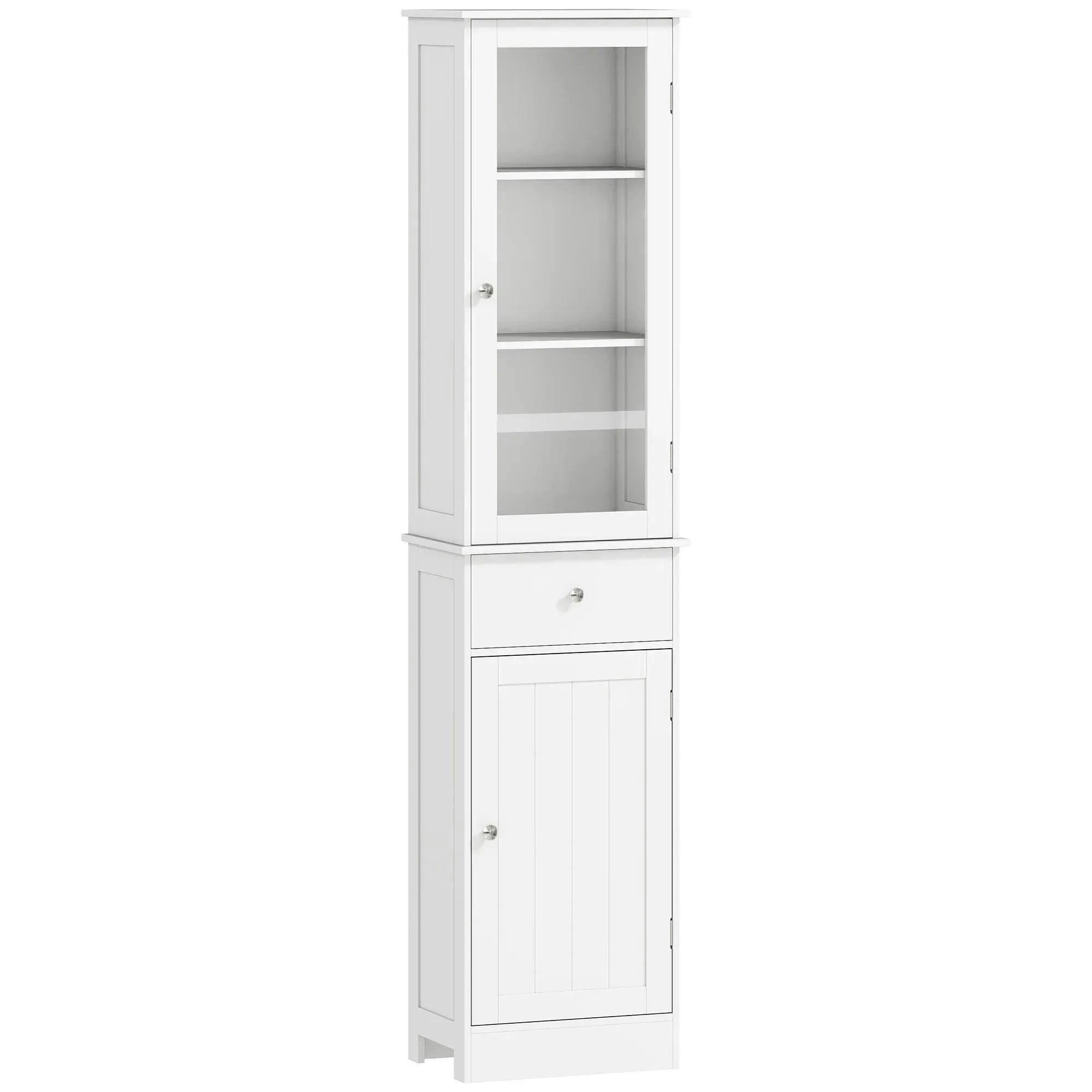 Rackhams White Storage Cabinet Organizer Tower With Multiple Shelves & Drawer, - Image 6