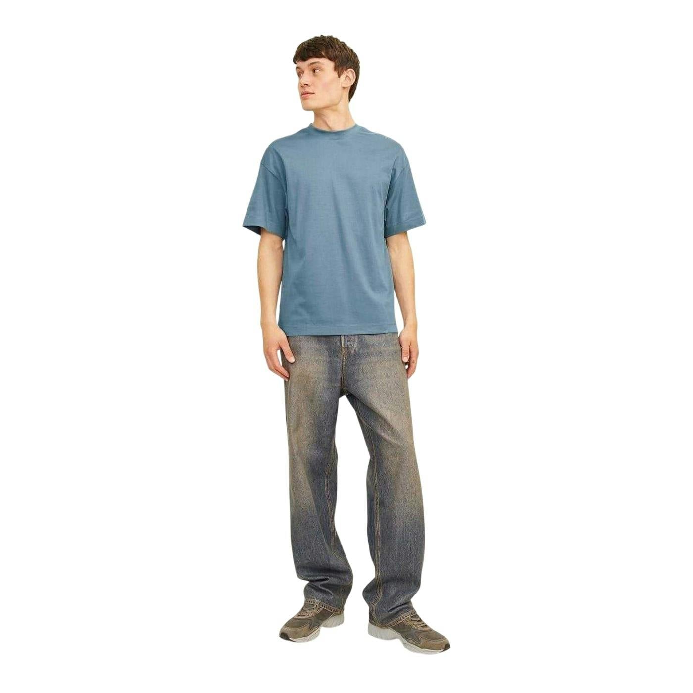 Jack And Jones Men's Blue Urban Regular T-Shirt - Goblin - M - Goblin - 50% Organic Cotton/50% Cotton