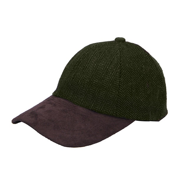 Heritage Traditions Green Tweed Suede Baseball Cap - Herringbone