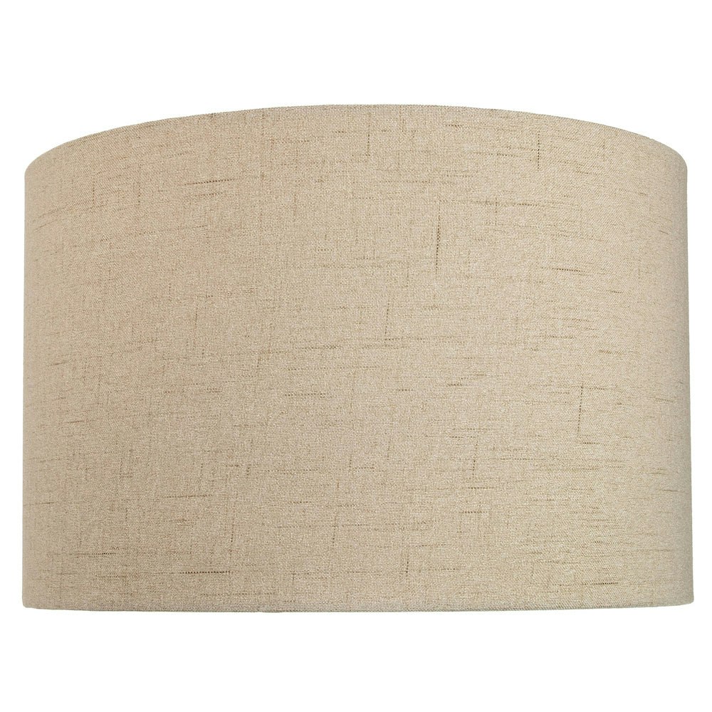 Rackhams White Contemporary And Sleek Taupe Textured 14" Linen Fabric Drum Lamp Shade 60W Max