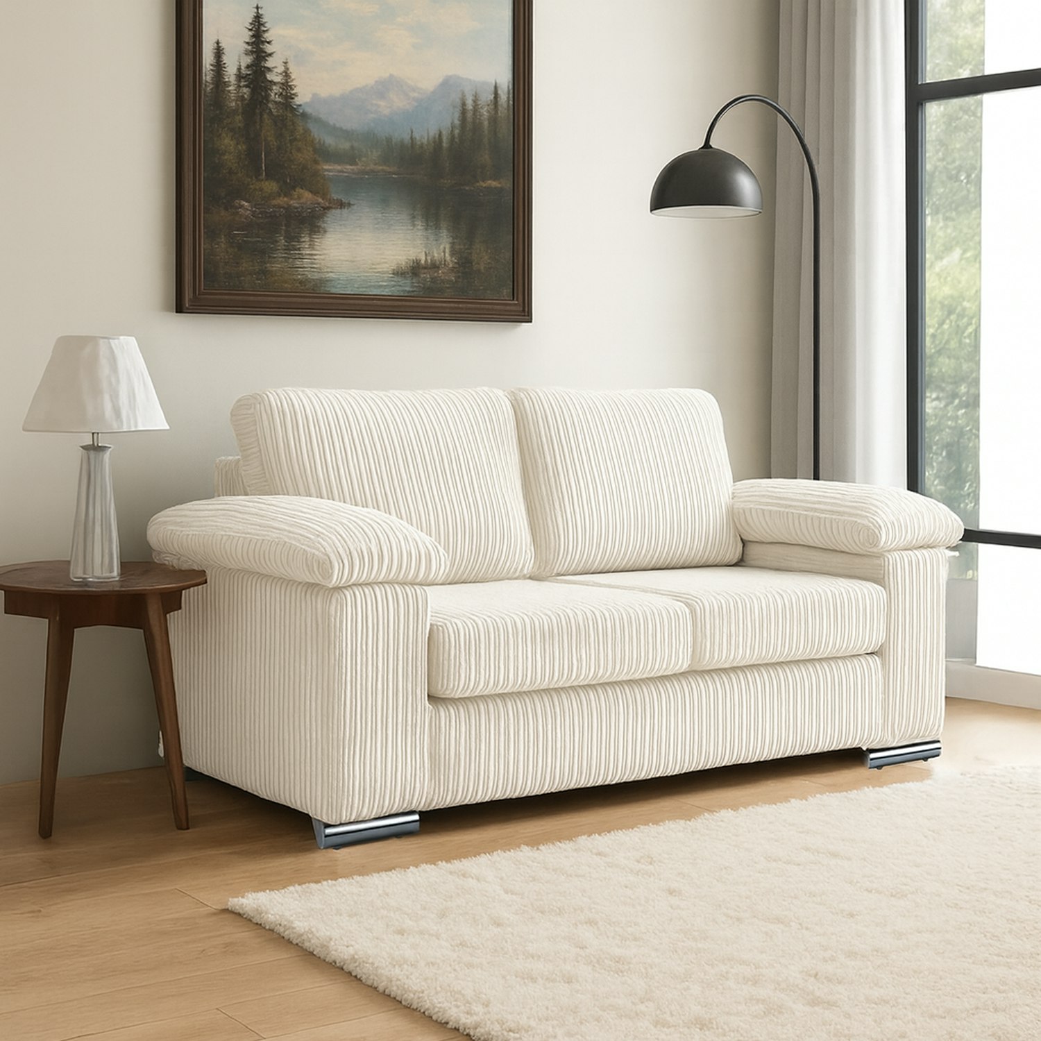 Rackhams Cream Delta Full Jumbo Cord 2 Seater Sofa