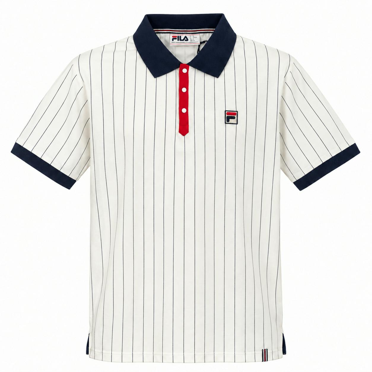 Fila Men's White/Navy Classic Vintage Striped Polo Shirt - Image 3