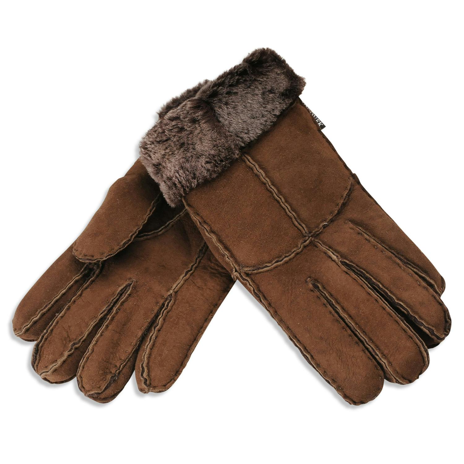 Nordvek Women's Dark Sheepskin Gloves - Medium - 7 - Chocolate