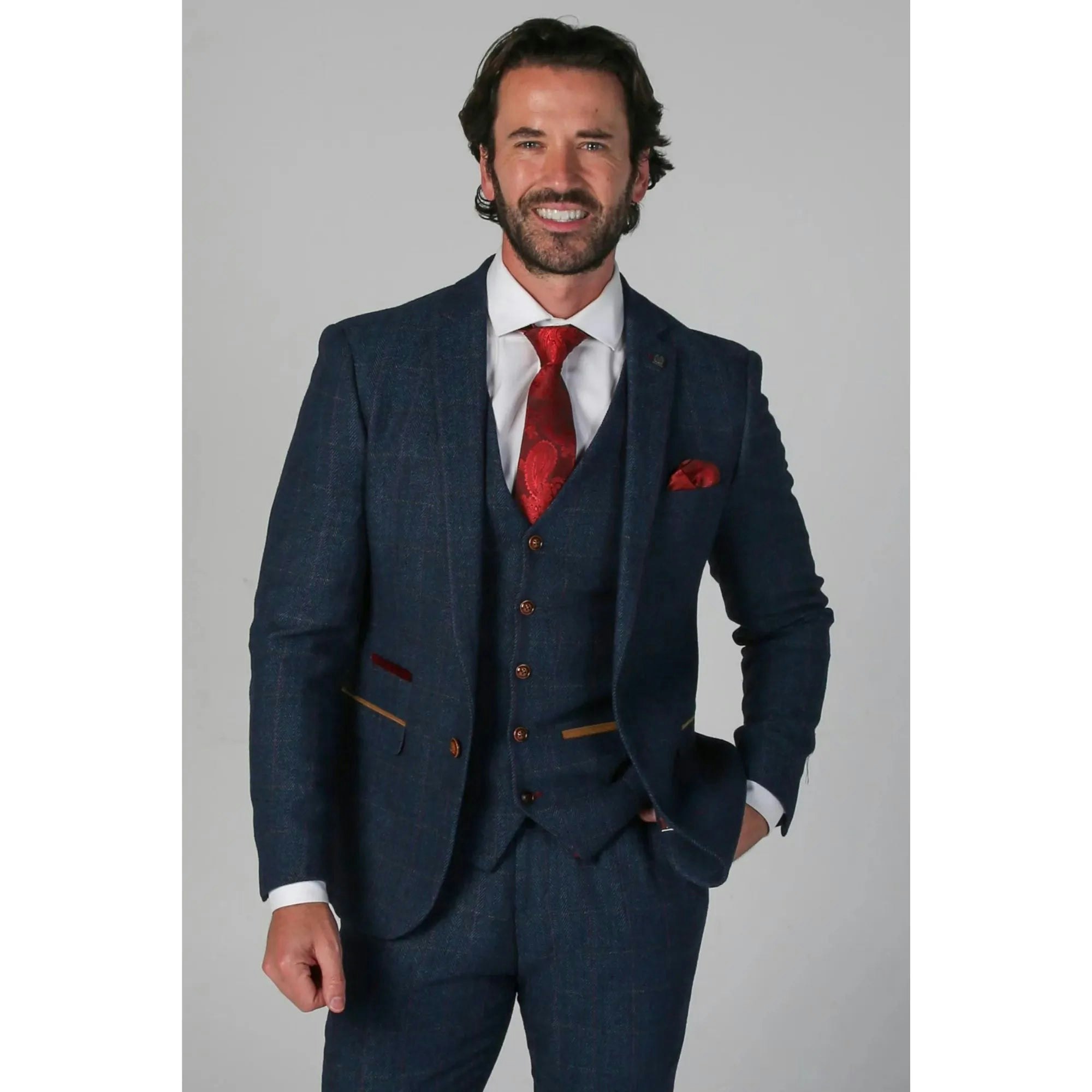 Paul Andrew Men's Blue Scott - Tweed Checked Blazer - 34