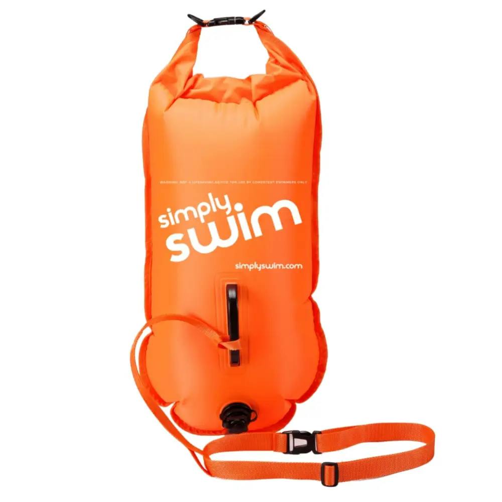 Simply Swim Orange Fluorescent Swim Safety Buoy & Tow Float - Integral 28L Dry Bag - Fluorescent