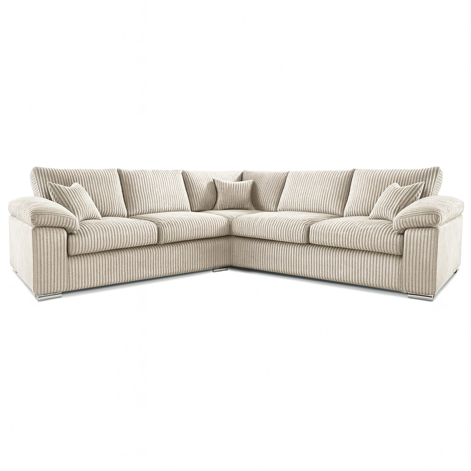 Rackhams Cream Delta Full Jumbo Cord 5 Seater Corner Sofa