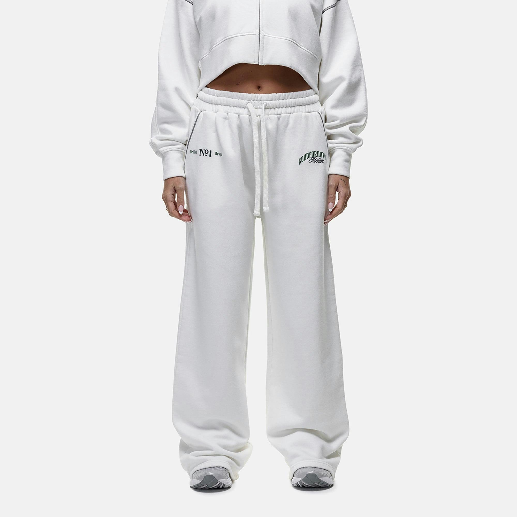 Good For Nothing White Relaxed Wide Leg Jogger - Xs