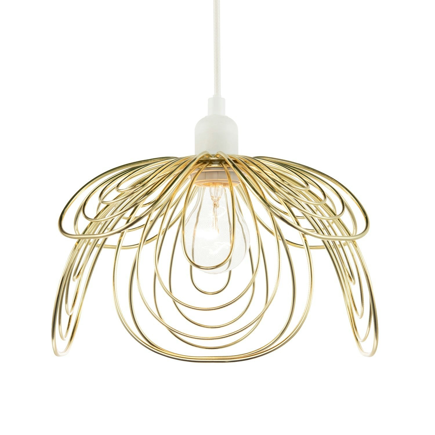 Happy Homewares Gold/Light Polished Metal Wire Overlapping Petal Ceiling Pendant Shade