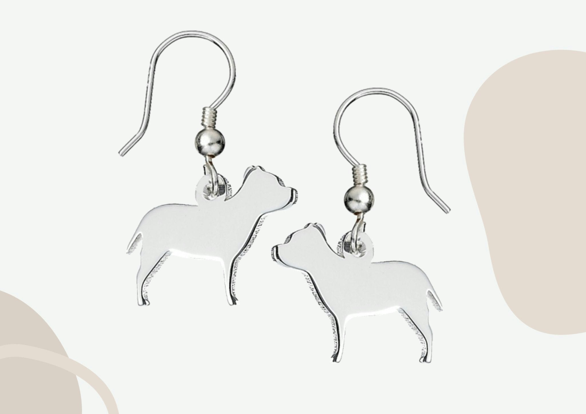Mylee London Silver Staffordshire Bull Terrier Silhouette Earrings - No - Hook