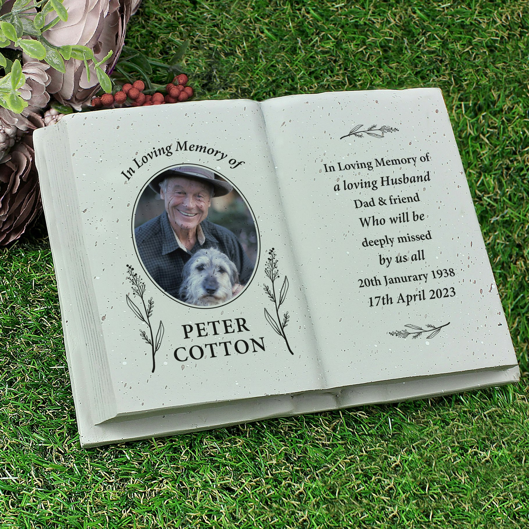 Rackhams Personalised Botanical Memorial Photo Upload Resin Book