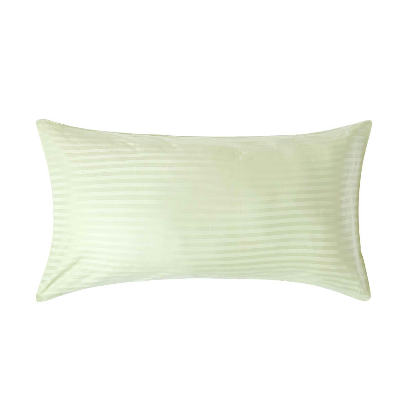 Rackhams Green Silky 330 Tc Egyptian Cotton Satin Stripe Housewife Pillowcase, King Size - Sage
