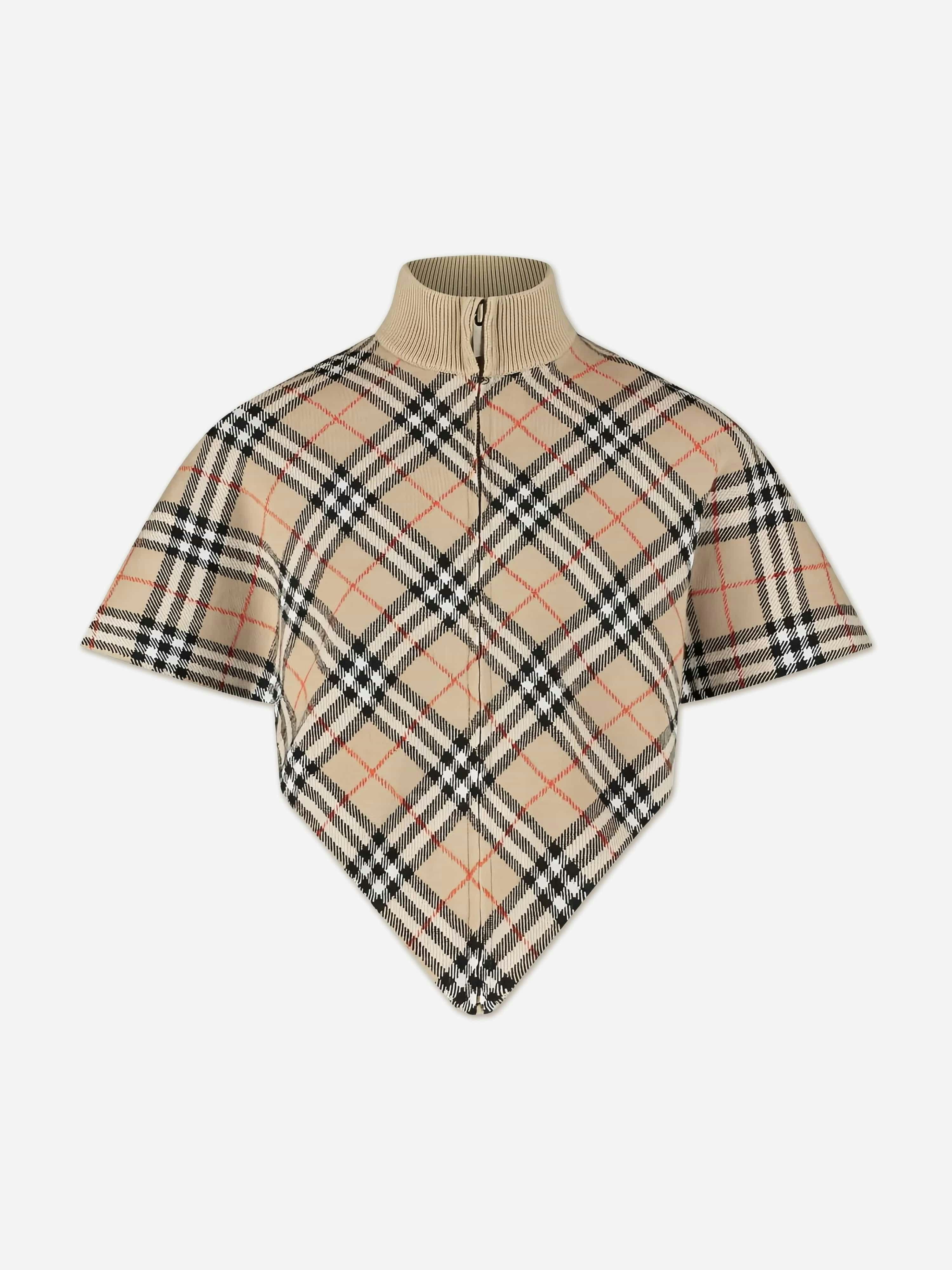 Burberry Kids Girls Beige Burberry Lette Check Cape In - S (2 - 4 Yrs)