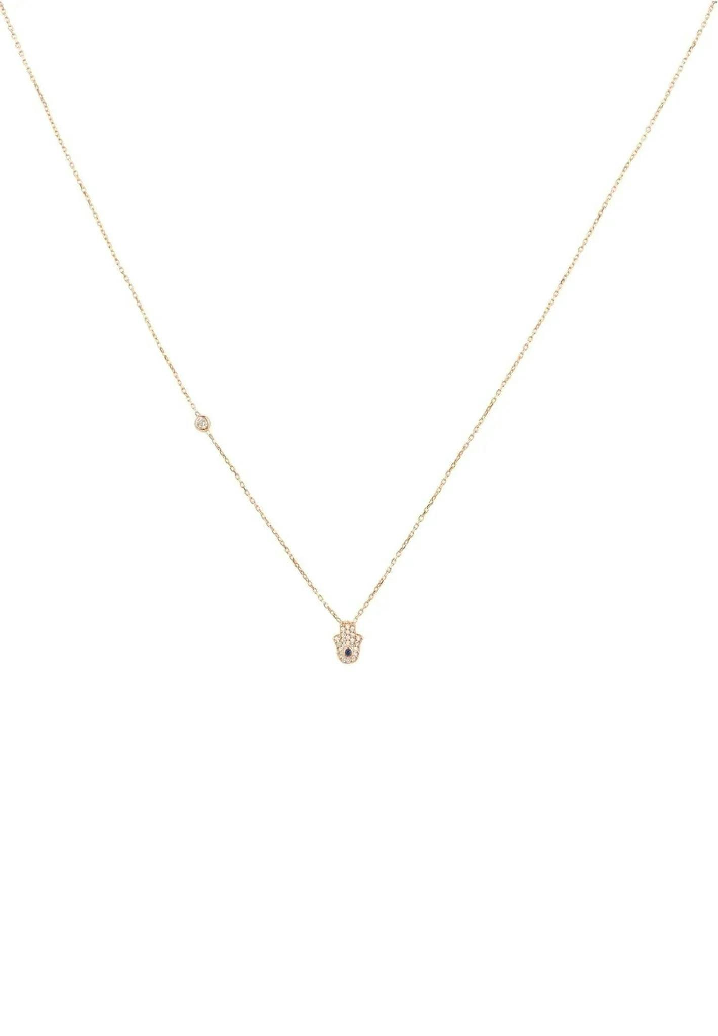 Latelita White/Silver/Gold Hamsa Hand Necklace - Rose - One Size