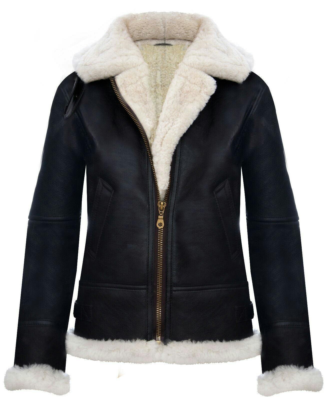 Infinity Leather Women's Brown/Cream Hooded Sheepskin Flying Leather Jacket-Palermo - Uk 5XL/24 | Eu 50 | Us 20