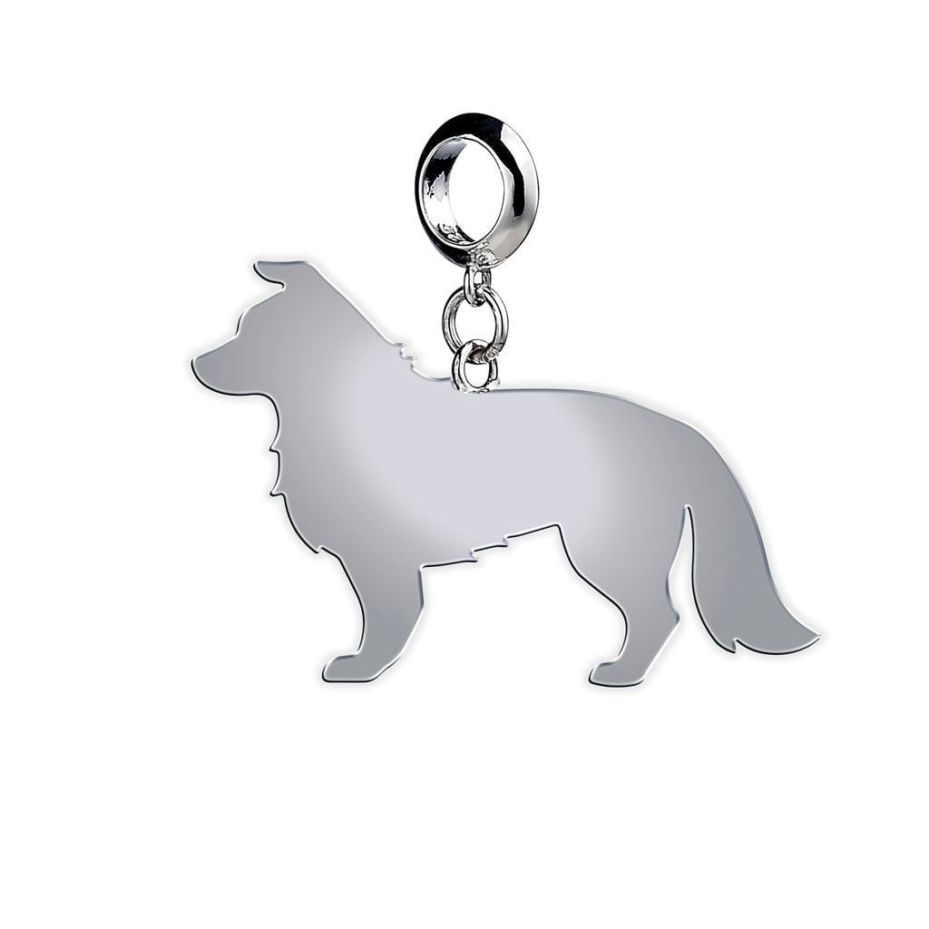 Mylee London Silver Border Collie Silhouette Charm - Slider Charm - No