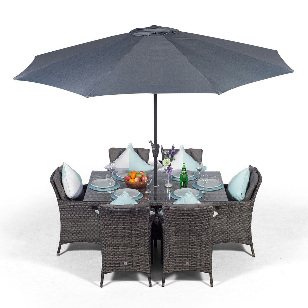 Rackhams Grey Savannah Rectangular 6 Seater Rattan Patio Dining Set - 1