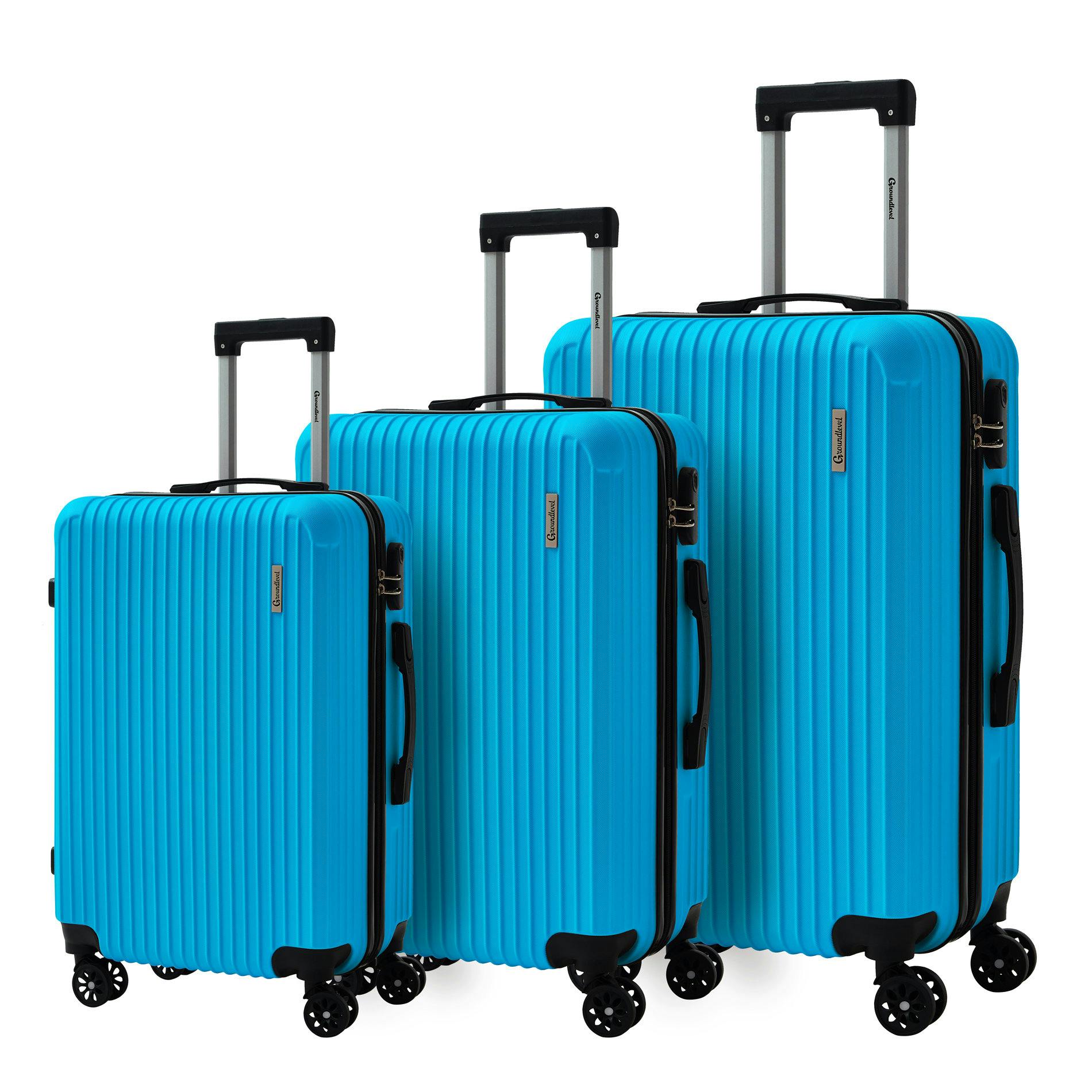Groundlevel Cosmic Hard Shell 3 Piece Suitcase Luggage Set - Teal
