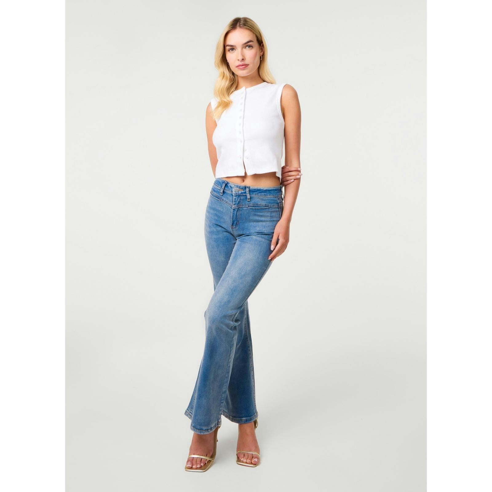 Pink Vanilla Women's Light Blue Flared Jeans | Size: 12 - Image 3