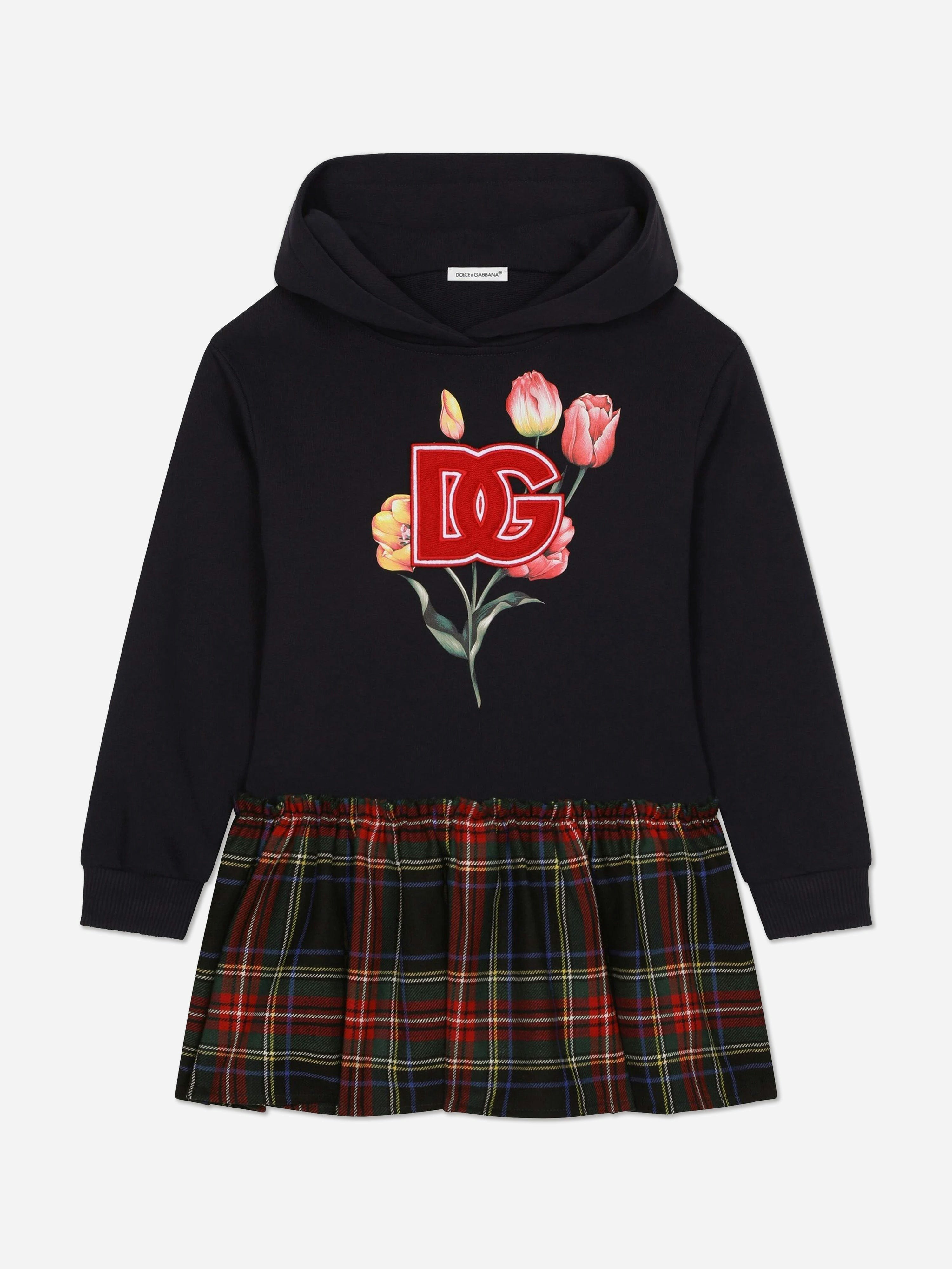 Dolce & Gabbana Kids Girls Dolce & Gabbana Tartan Tulip Sweater Dress In Multicolour - Multicoloured - 12 Yrs
