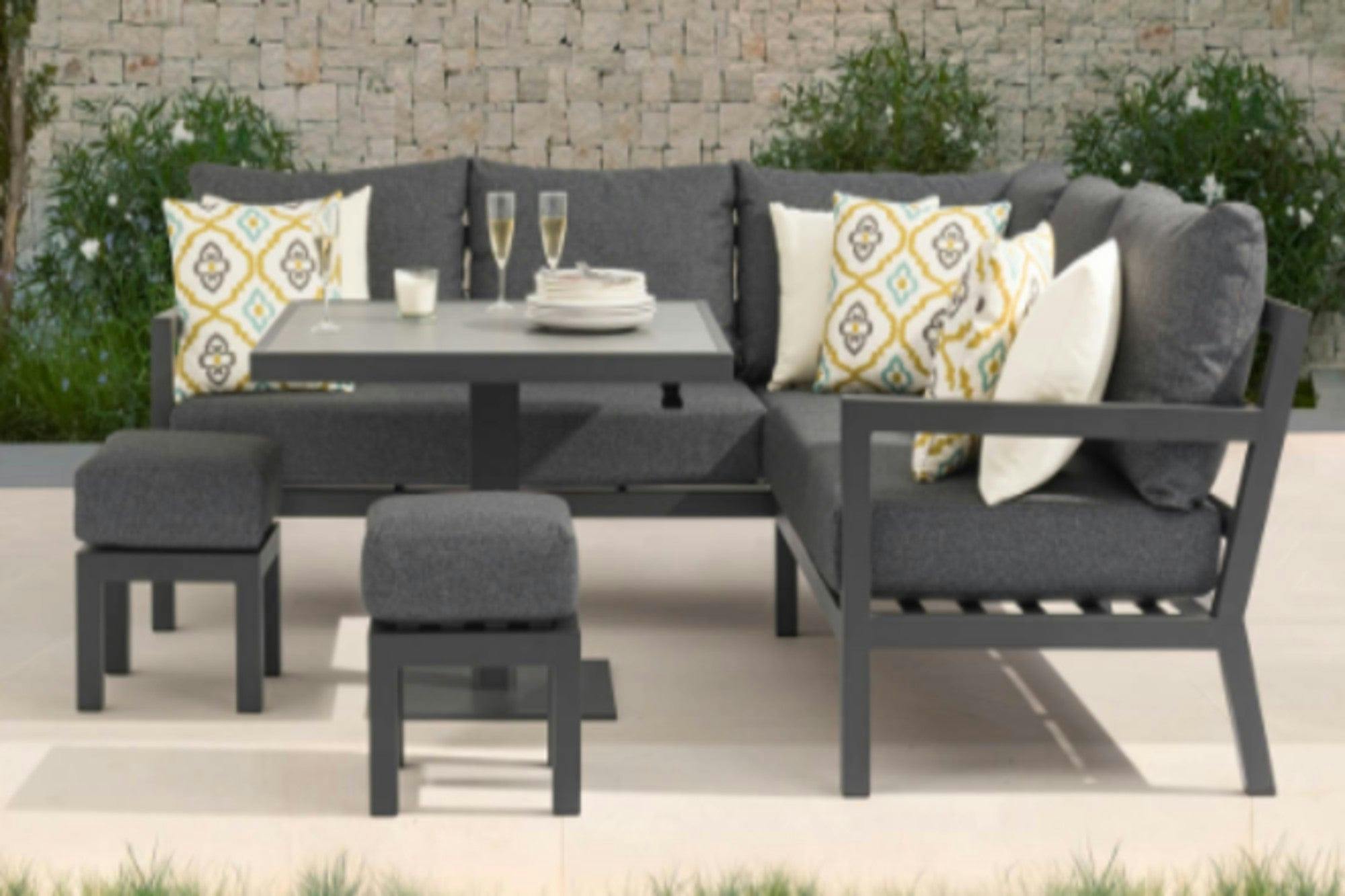 Rackhams Black Rosario 5-Seater Corner Sofa Set | Aluminium Garden Furniture