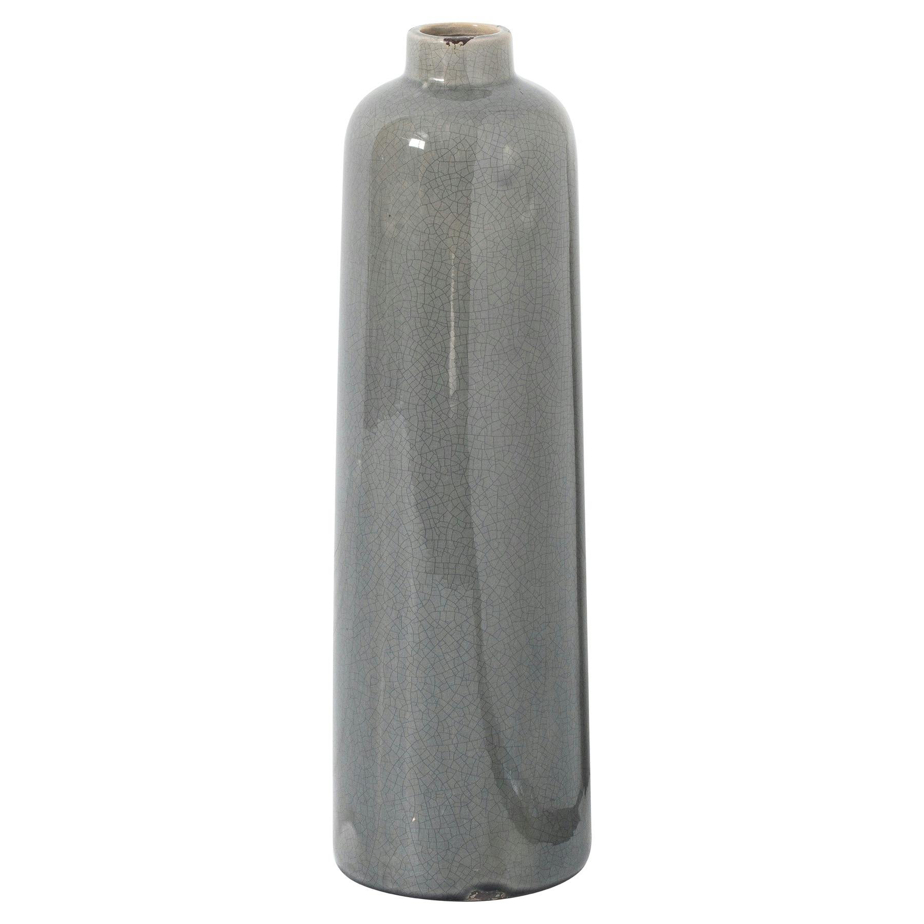 Hill Interiors Grey Garda Raine Glazed Vase - 50Cm X 15Cm X 15Cm - 100% Mixed