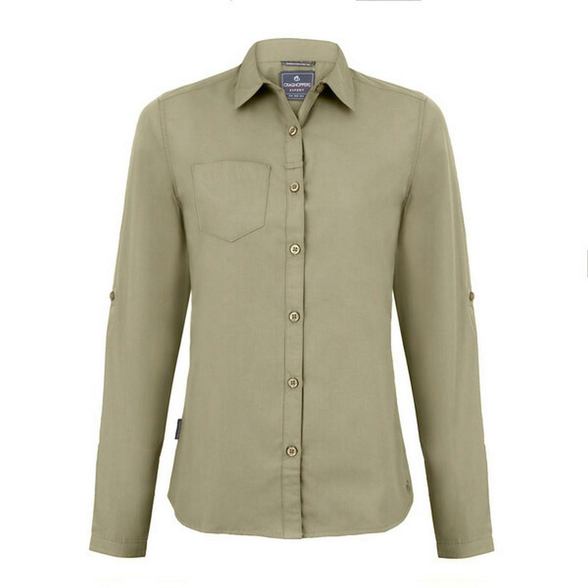 Craghoppers Women's Expert Kiwi Long-Sleeved Shirt - Pebble - 16 Uk - Pebble - 65% Polyester/35% Cotton